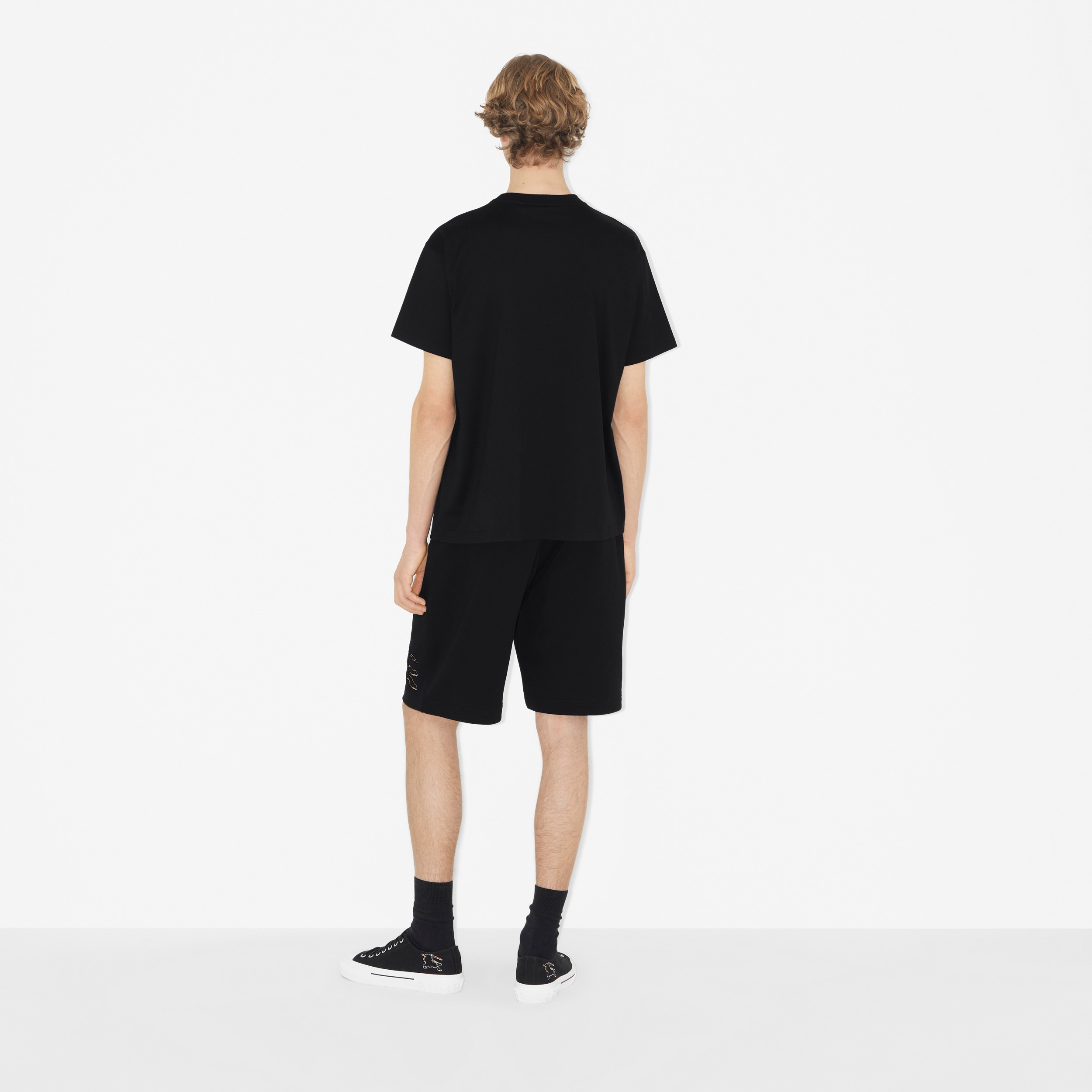 Pantalones cortos en algodón con EKD en tejido Check (Negro) - Hombre | Burberry® oficial - 4