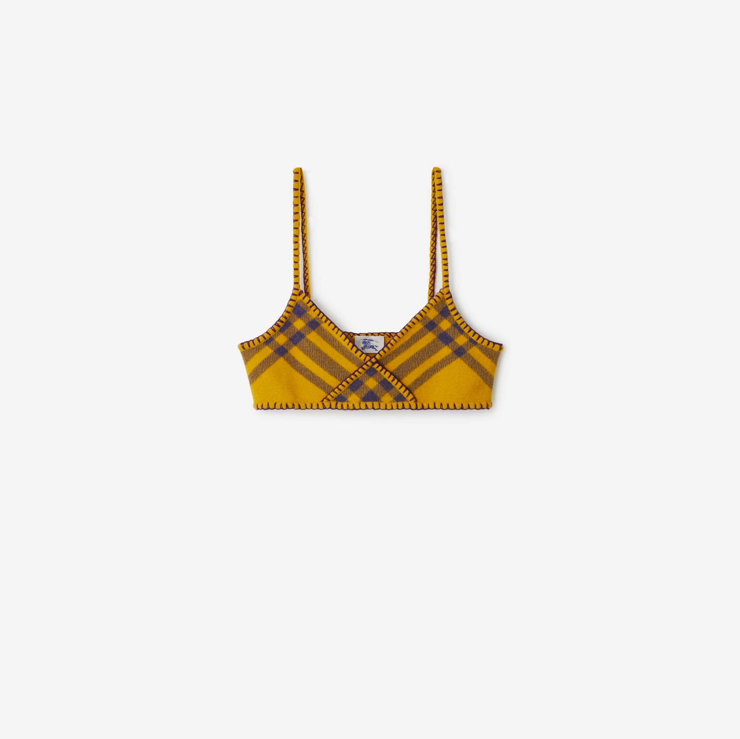 Check Wool Bra in Pear - Women | Burberry® Official