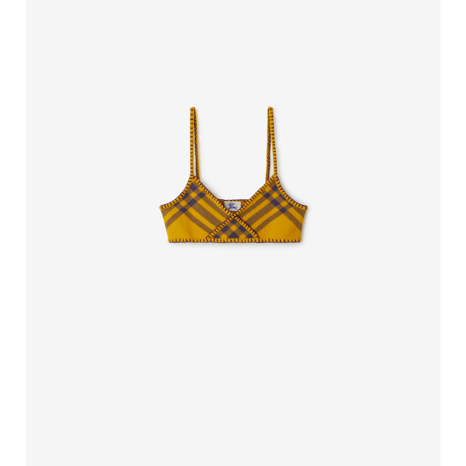 Check Wool Bra Top in Pear - Women | Burberry® Official