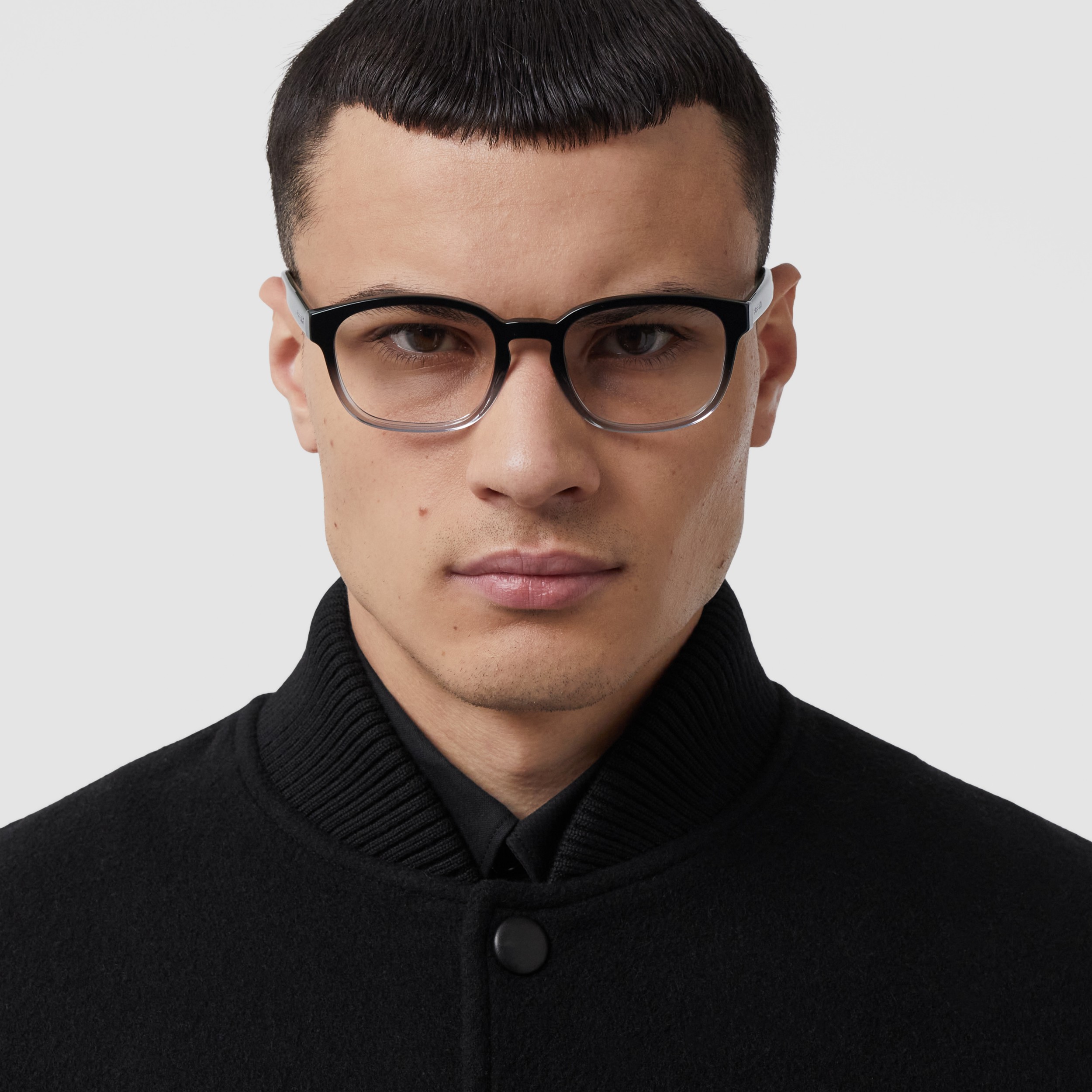 Logo Detail Bio-acetate Square Optical Frames in Black/transparent ...