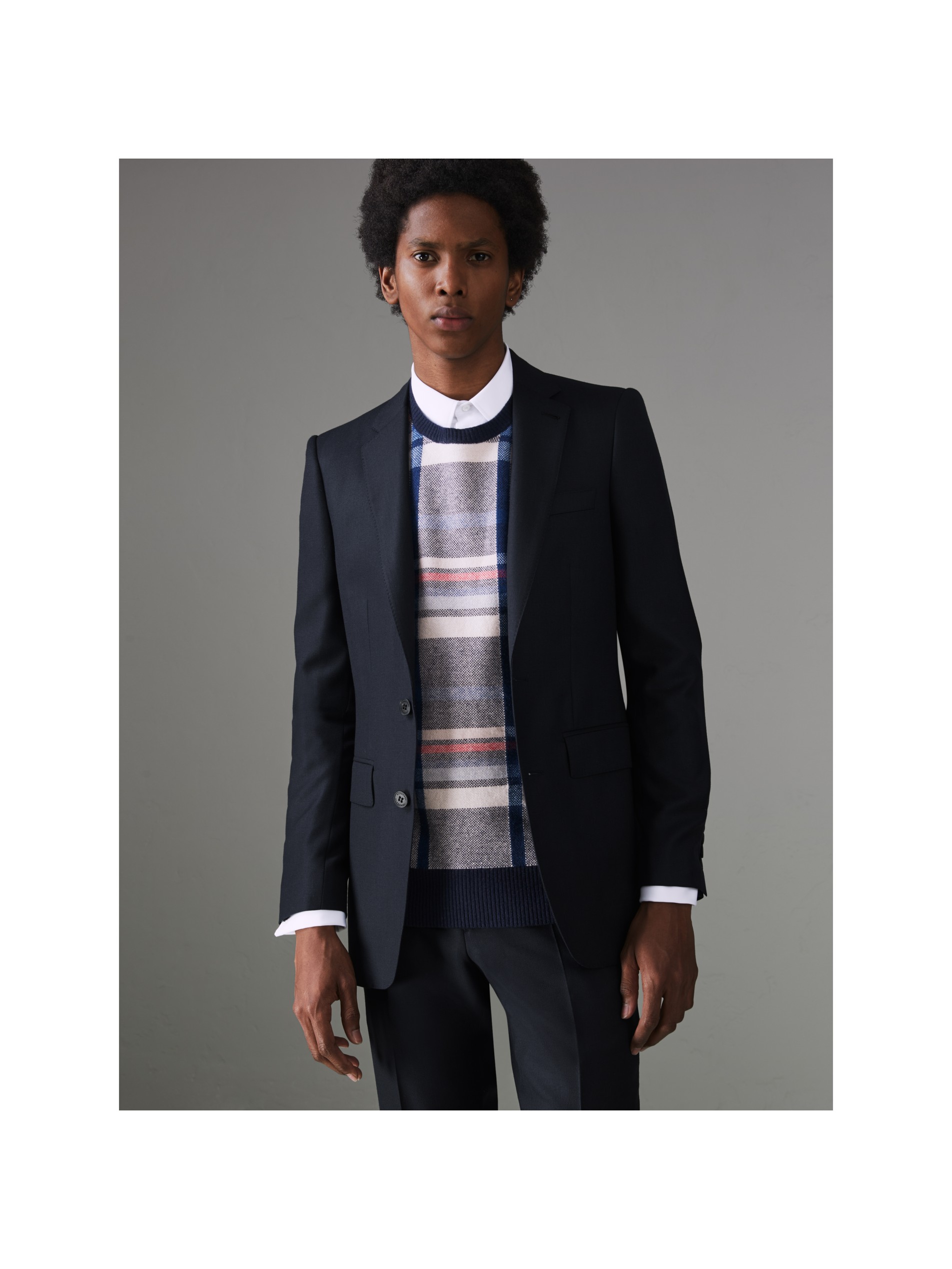 修身剪裁羊毛西装 (海军蓝) - 男士 | burberry 博柏利