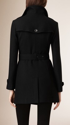 Short Double Wool Twill Trench Coat Black | Burberry