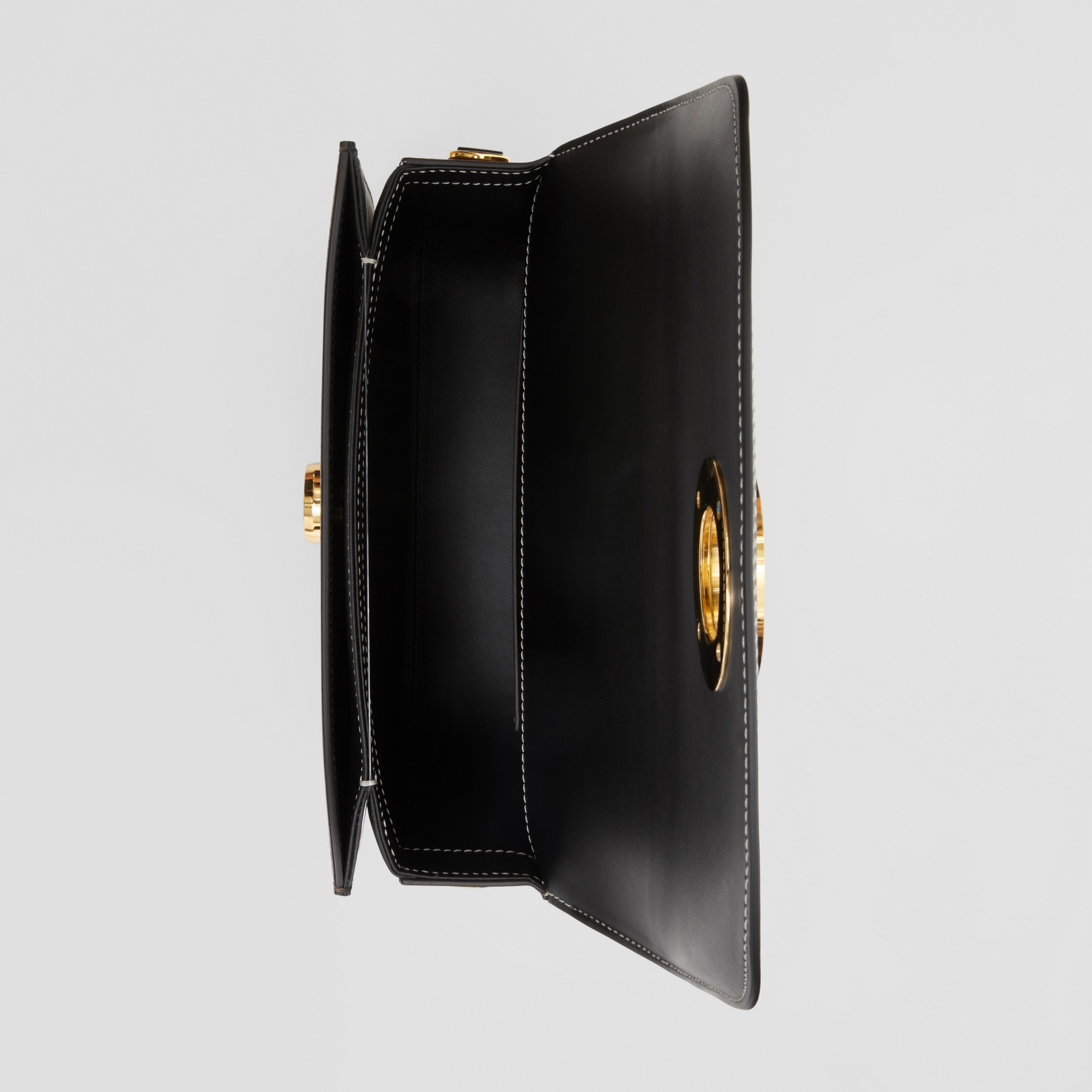 Check and Leather Medium Elizabeth Bag in Dark Birch Brown - Women | Burberry® Official - 3