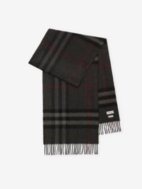 Check Cashmere Scarf in colour Charcoal