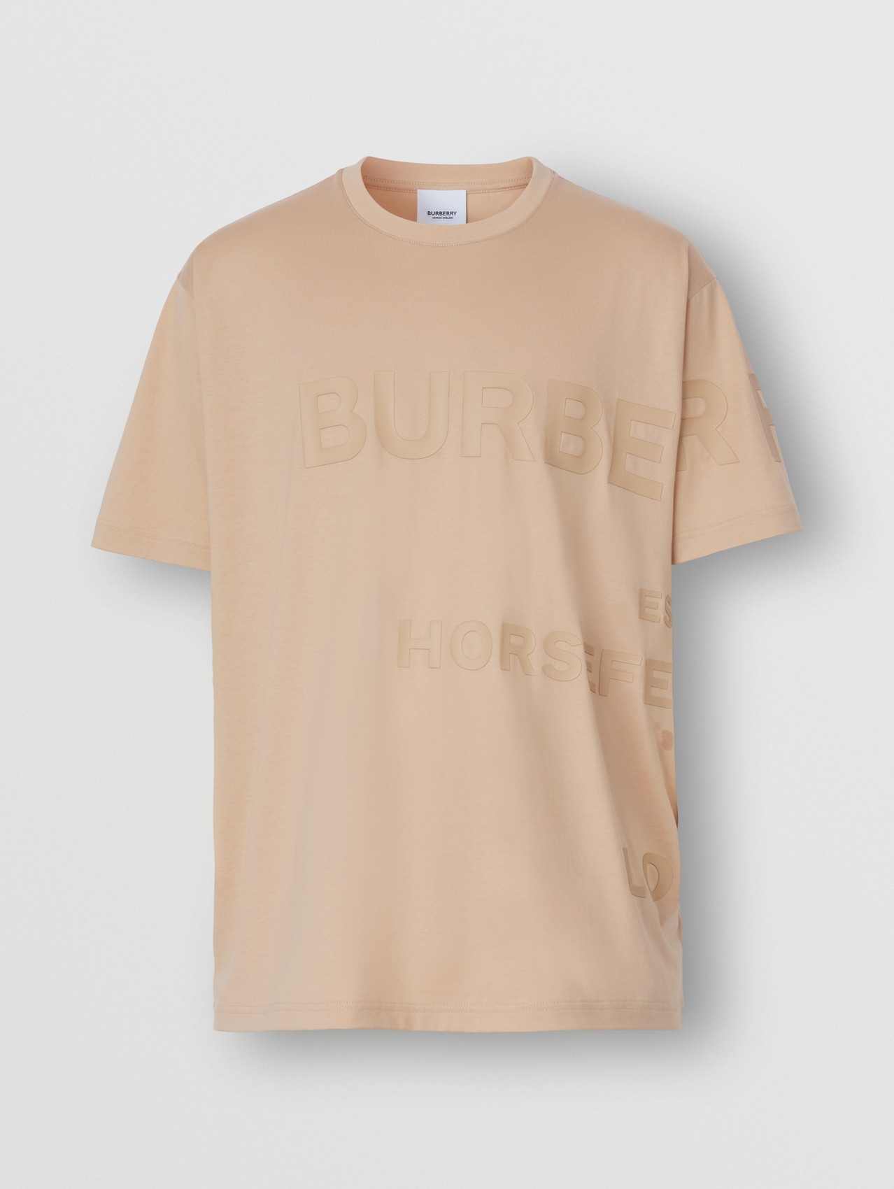 Oversize-T-Shirt aus Baumwolle mit Horseferry-Aufdruck (Sanftes Rehbraun)