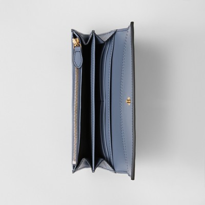 house check and leather continental wallet