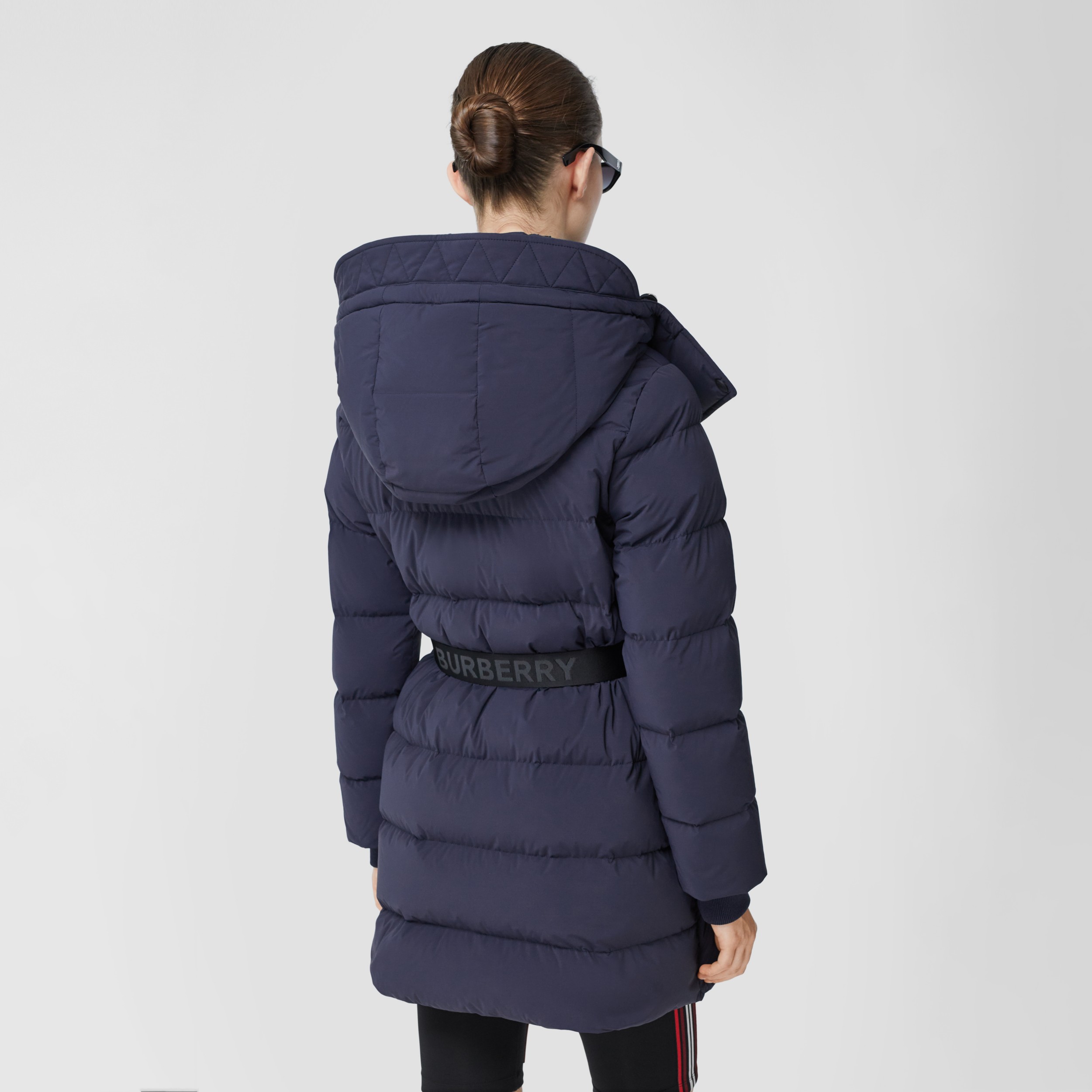 Detachable Hood Belted Puffer Coat in Navy - Women | Burberry United States