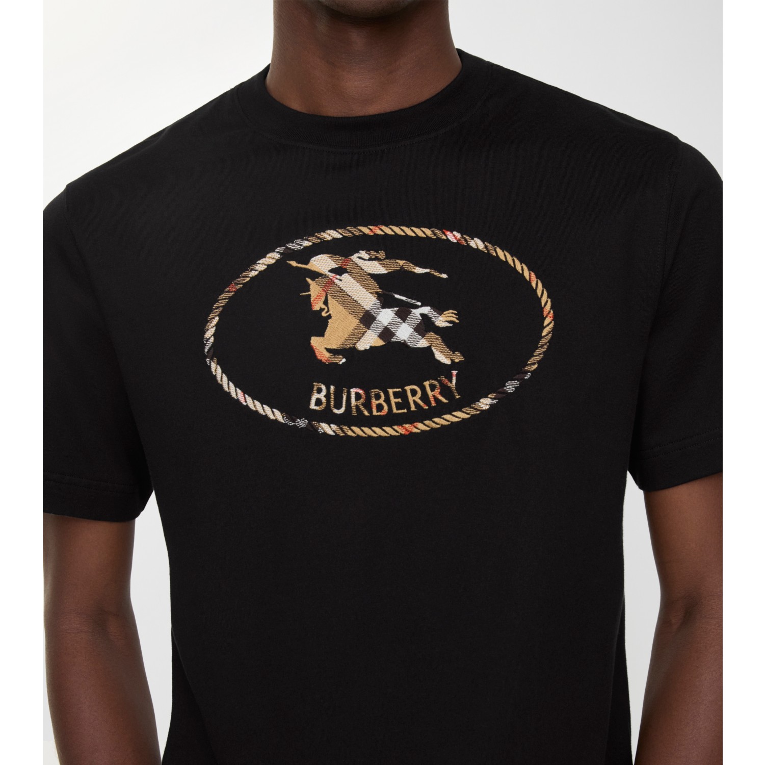 Check Knight Stamp Cotton T-shirt in Black - Men | Burberry® Official