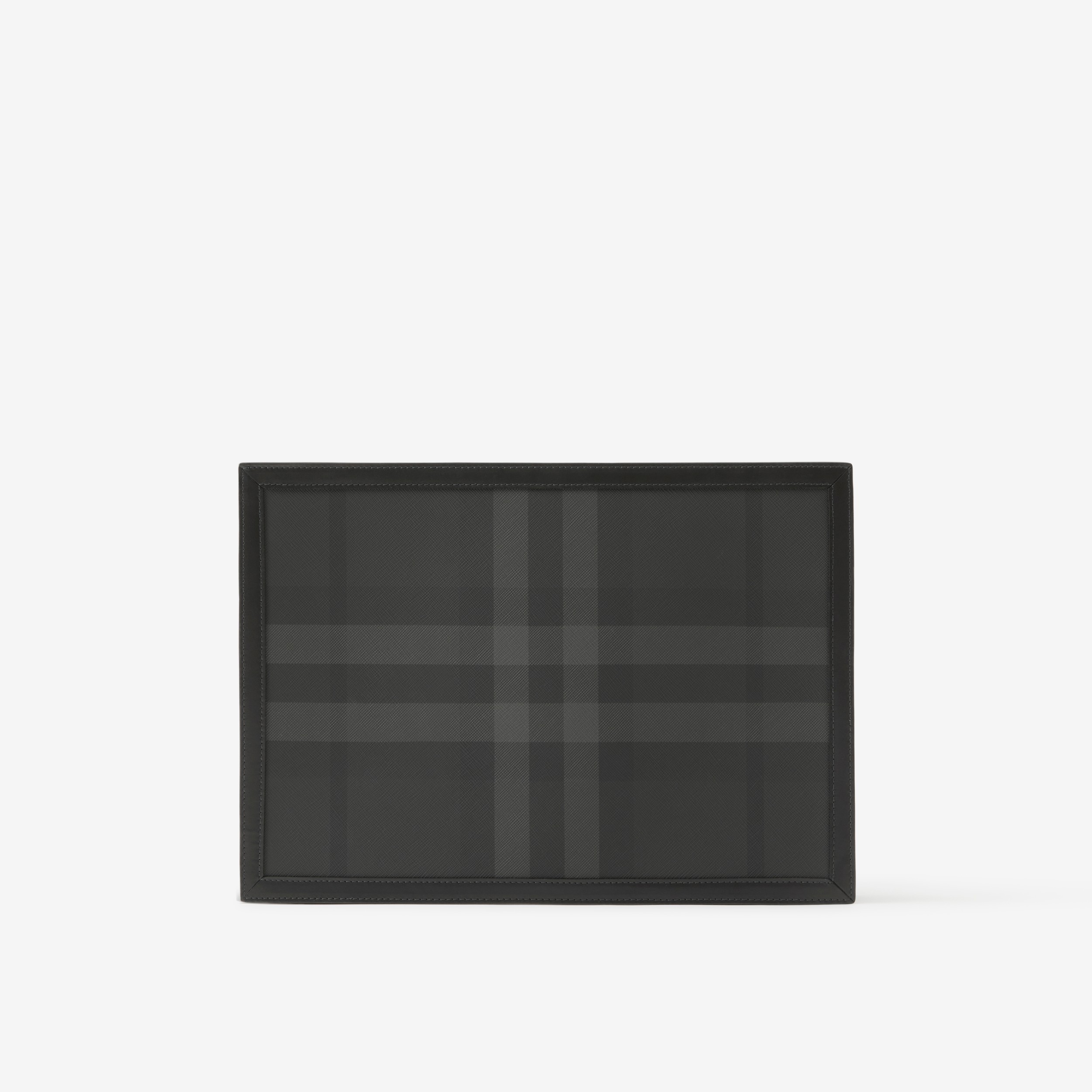 Check Zip Pouch in Charcoal - Men | Burberry® Official - 3
