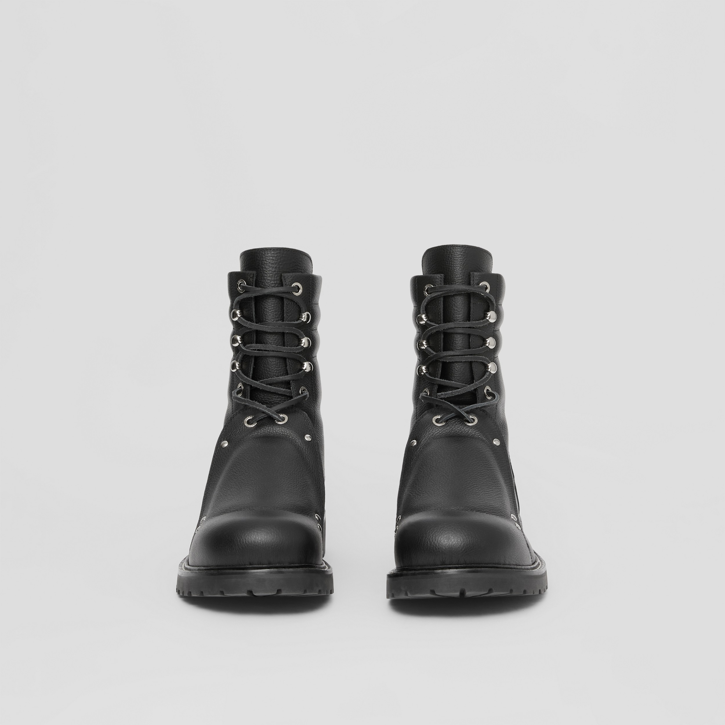 Lace Guard Detail Leather Ankle Boots in Black - Men | Burberry® Official - 4