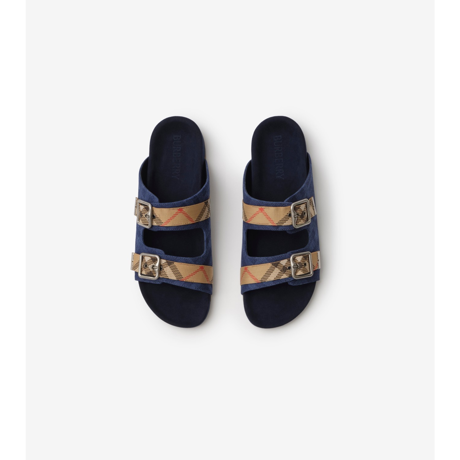 Check Denim Urchin Sandals in Navy - Men | Burberry® Official