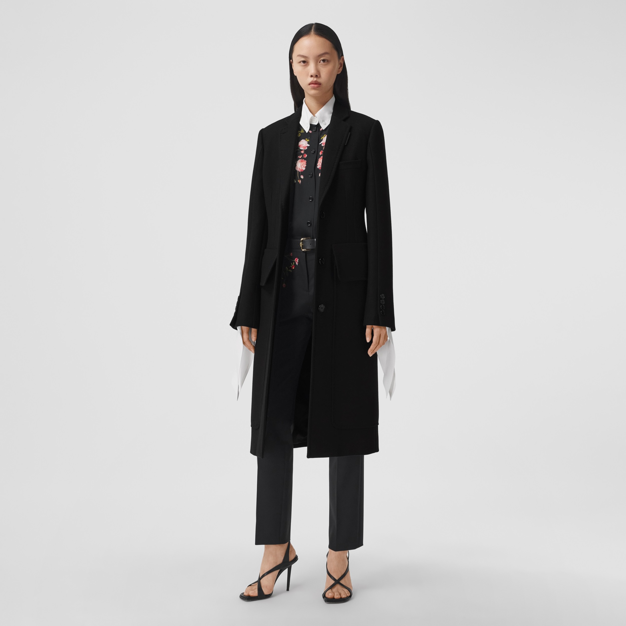 Camel Hair Wool Tailored Coat In Black Women Burberry United States