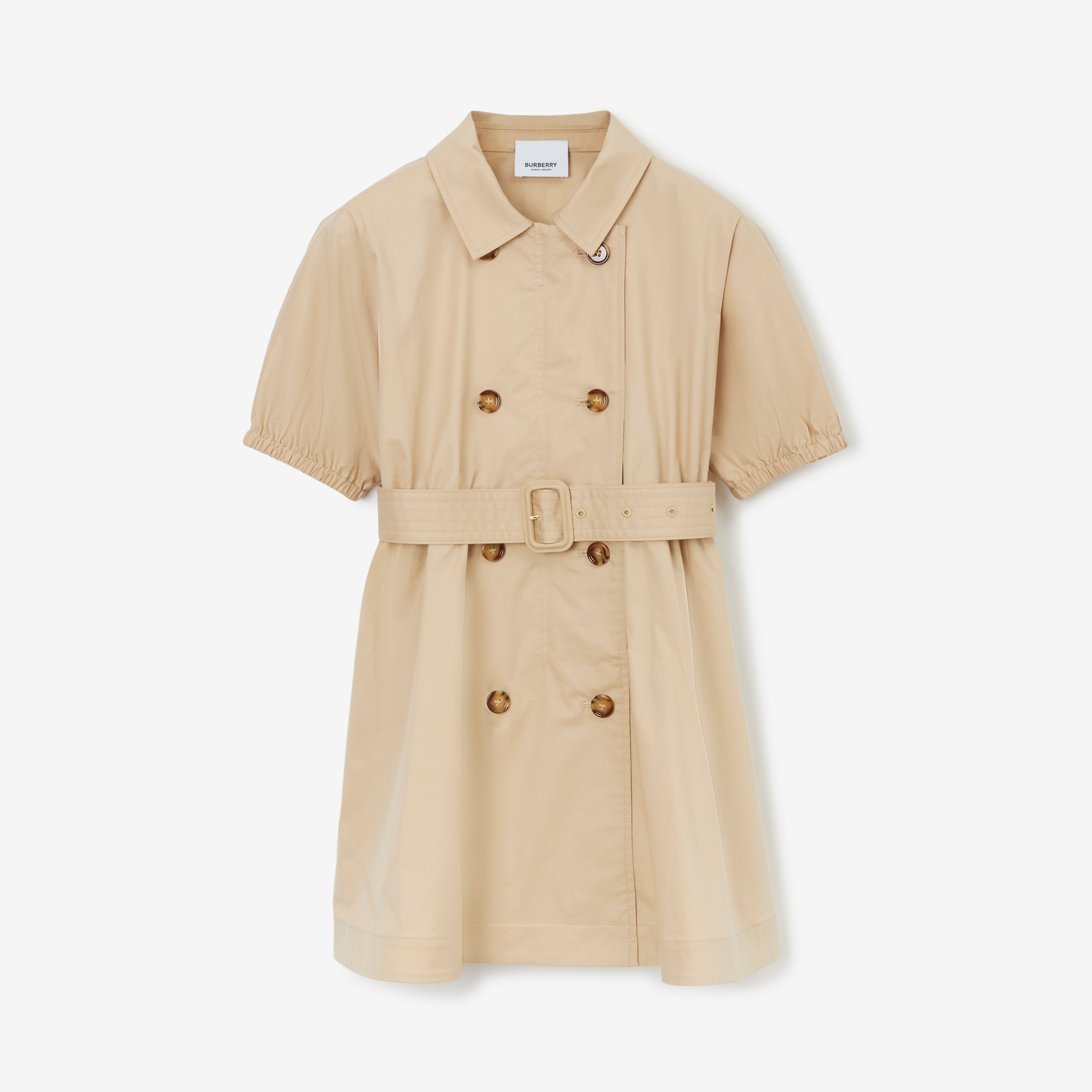 Vestido de estilo trench coat en algodón elástico (Rosa Beige Suave) | Burberry® oficial - 1