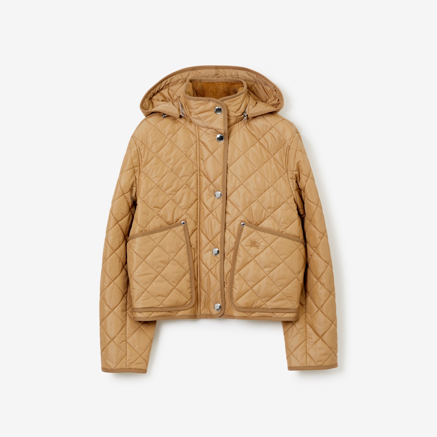 Diamond Quilted Nylon Cropped Jacket in Archive Beige - Women | Burberry® Official