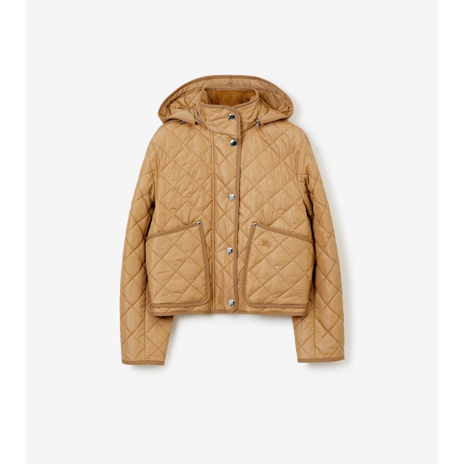 Cropped Quilted Nylon Jacket in Archive beige Women Burberry Official