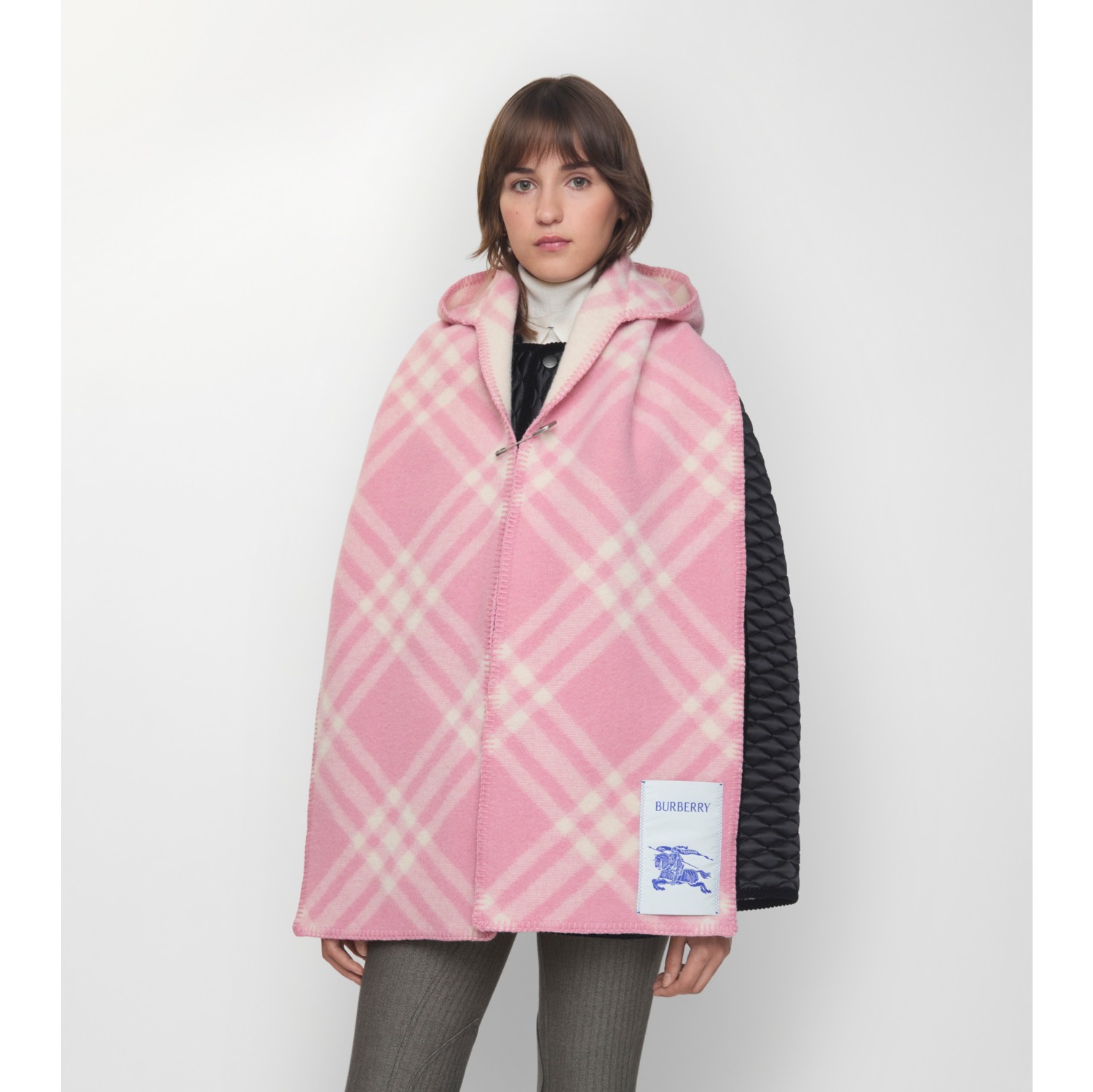 Check Wool Hooded Scarf in Sugar pink | Burberry® Official