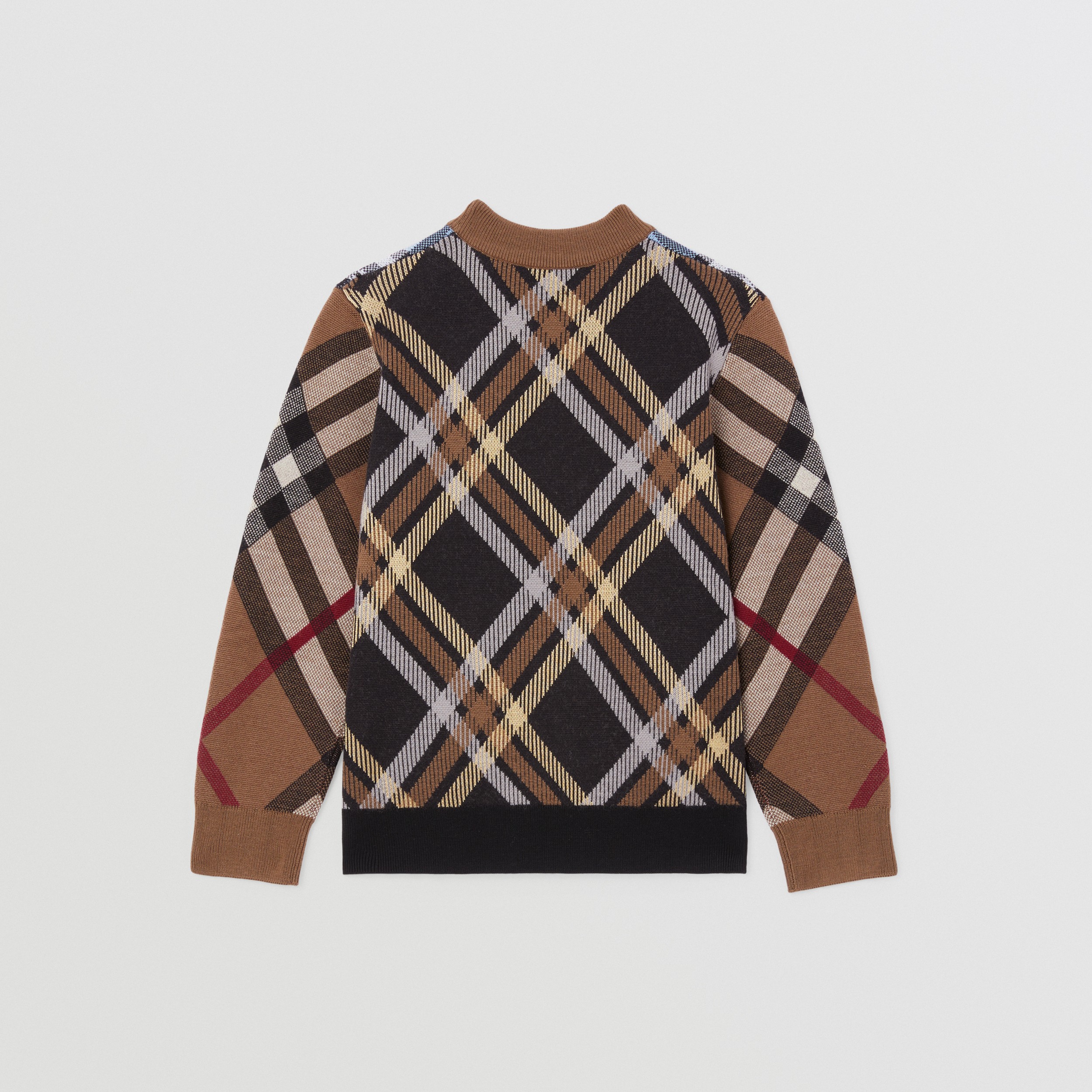 Contrast Check Wool Cotton Blend Sweater in Blue | Burberry® Official - 4