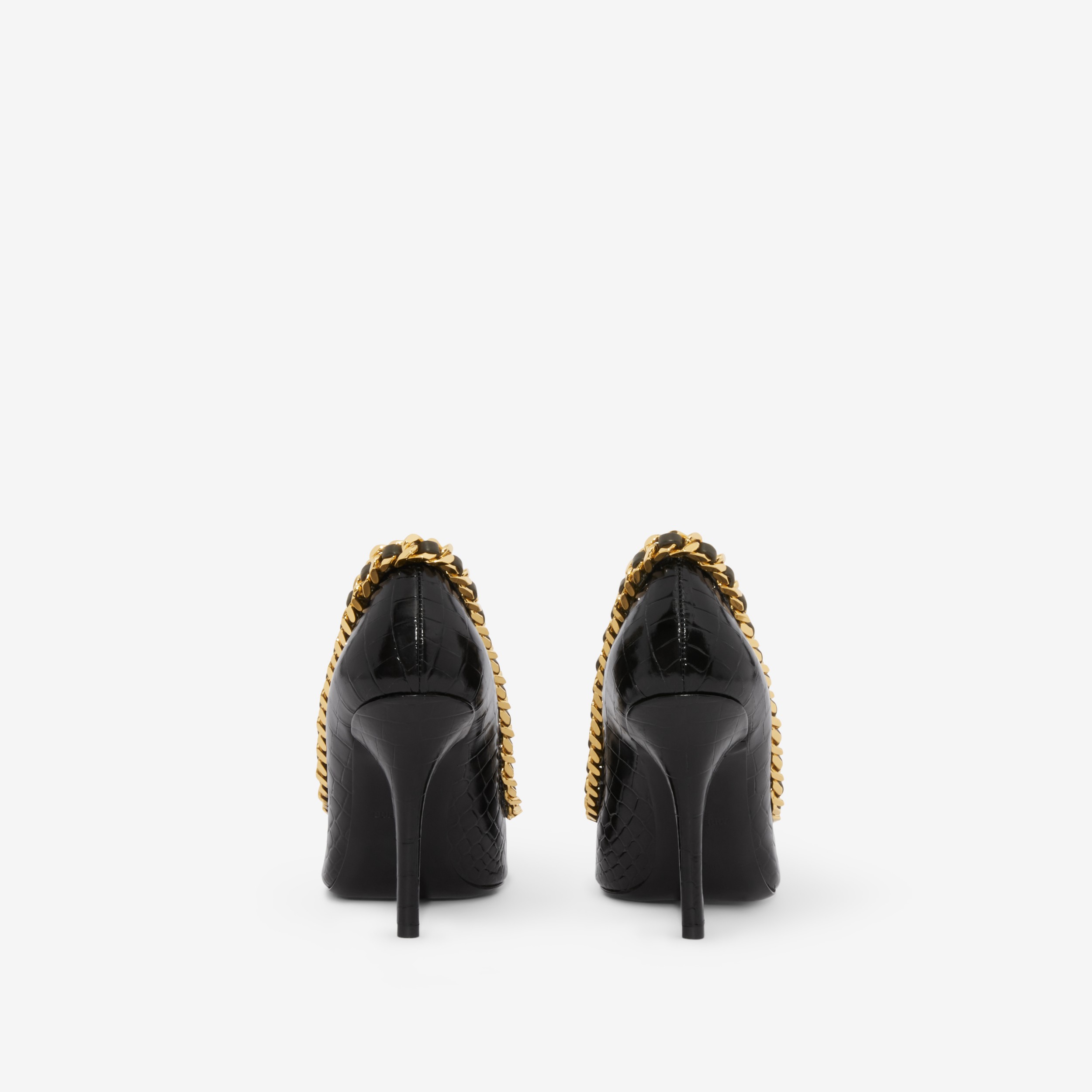 Chain-link Detail Leather Point-toe Pumps in Black - Women | Burberry® Official - 3