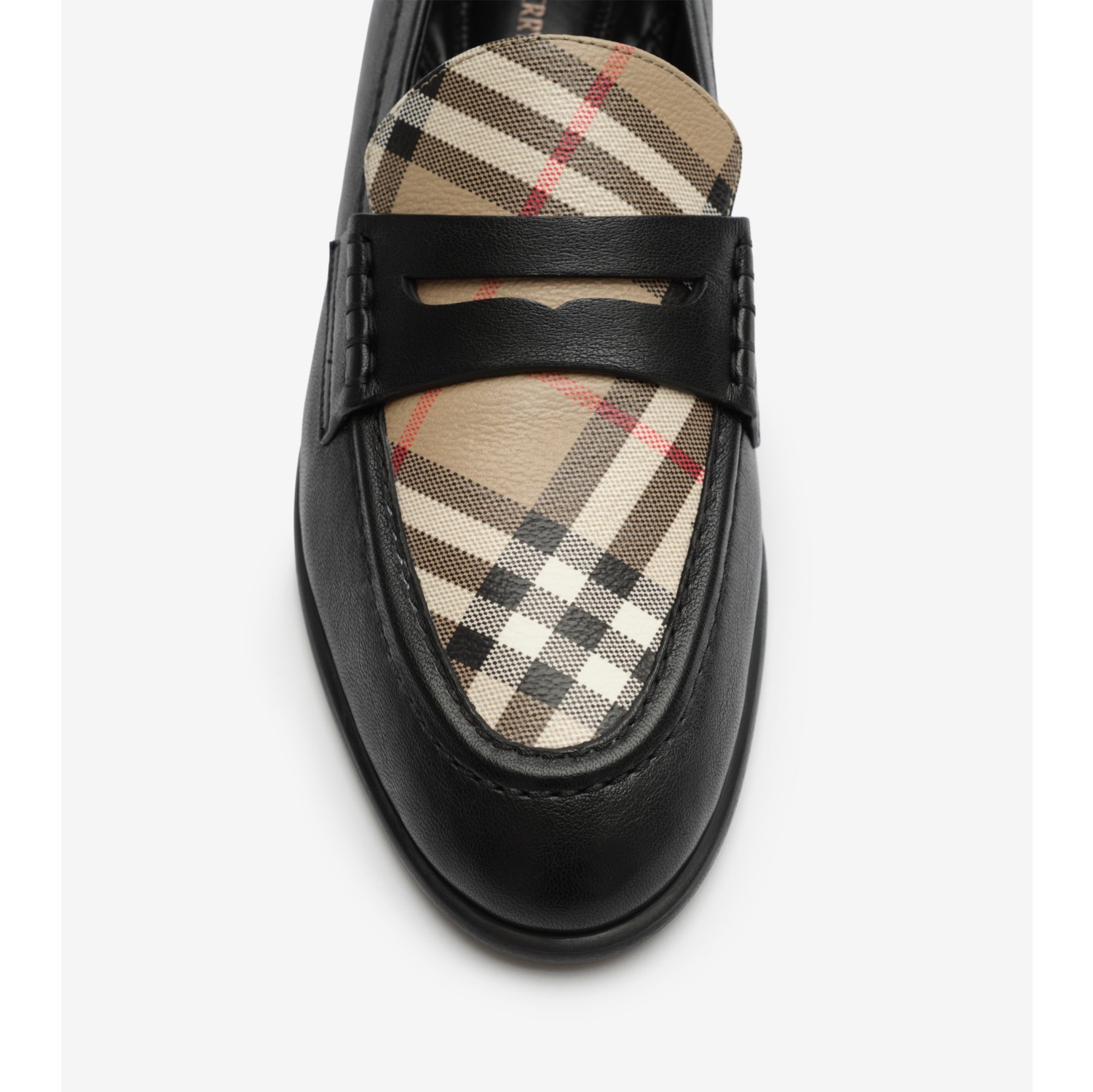 Check and Leather Opal Loafers in Black/archive beige - Women