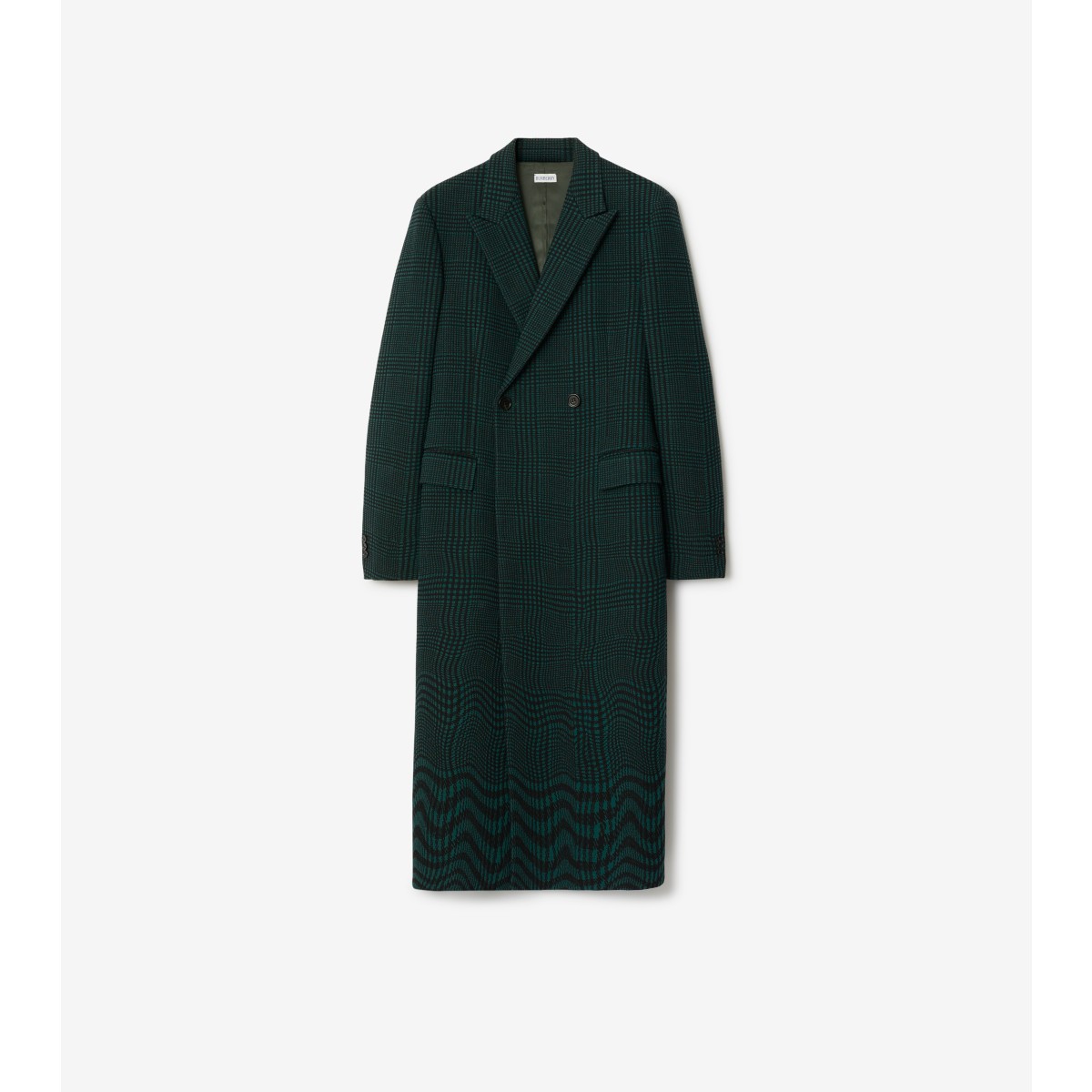 Shop Burberry Warped Houndstooth Cotton Blend Coat In Ivy