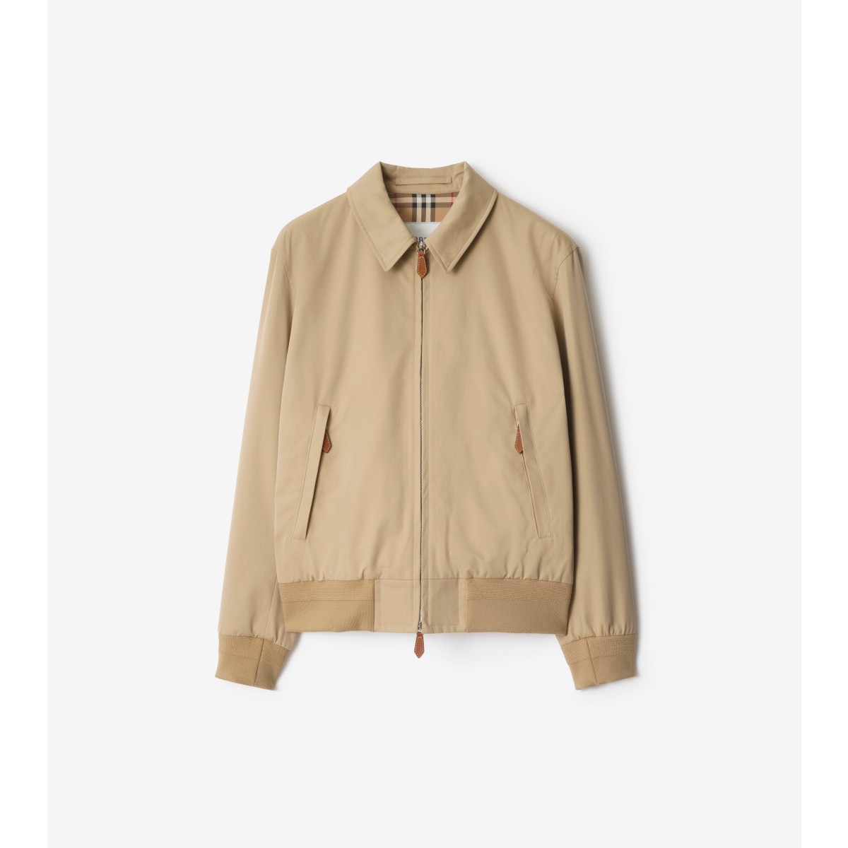Burberry Gabardine Harrington Jacket In Brown