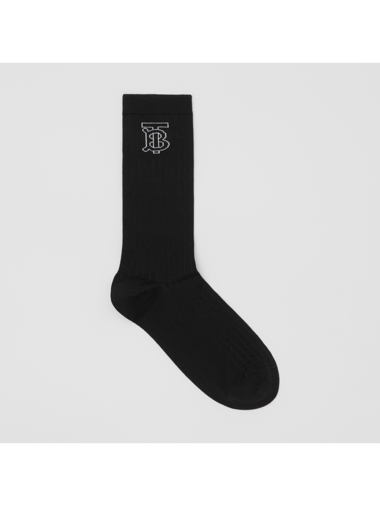 Chaussettes en coton mélangé et intarsia Monogram in Noir/blanc