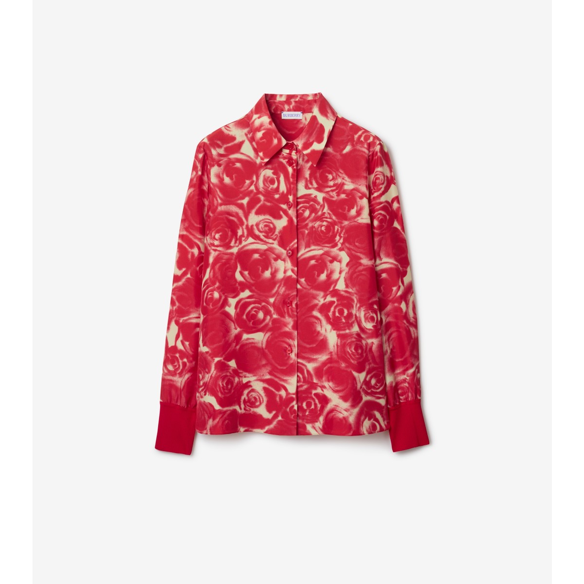 Shop Burberry Rose Silk Shirt In Sherbet