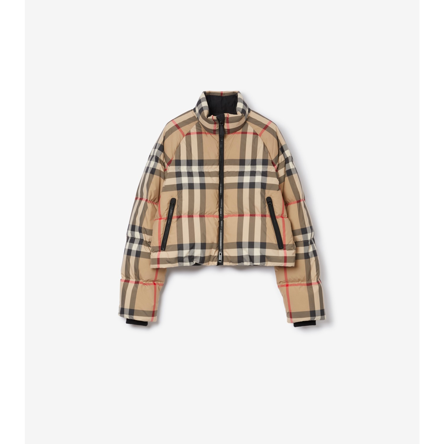 Wattierte Cropped-Jacke in Check