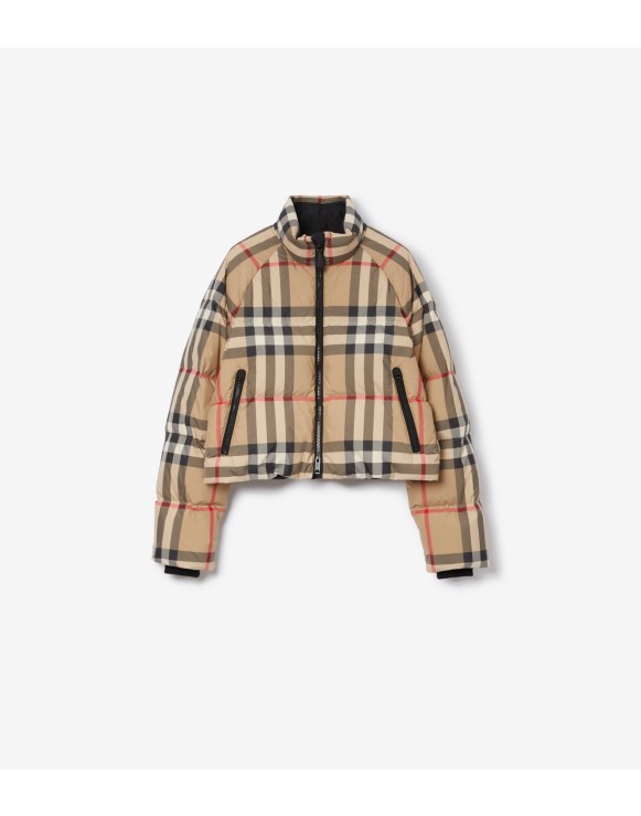 Cropped Check Puffer Jacket