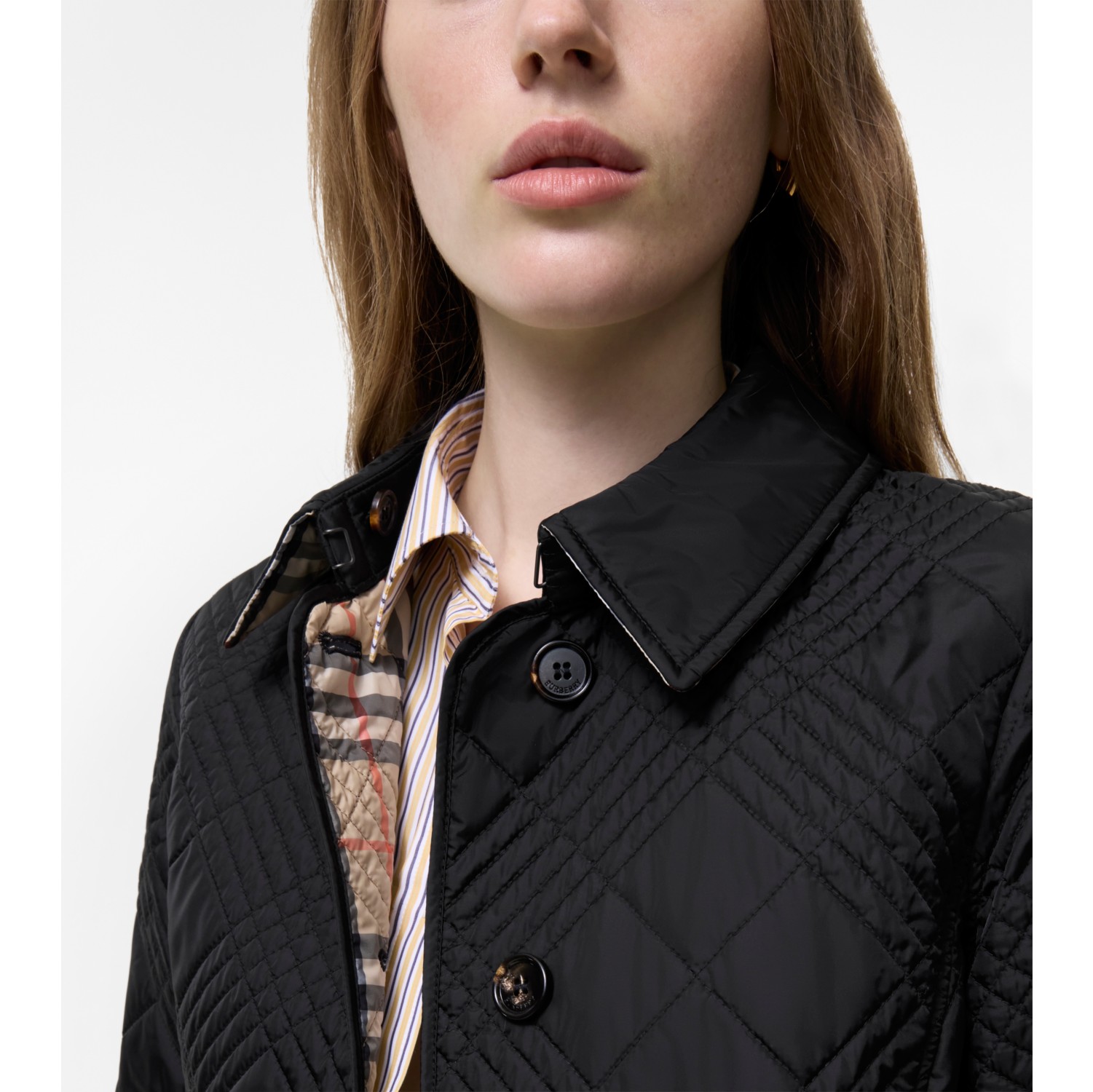 Micro Check-stitch Nylon Jacket in Black - Women | Burberry® Official