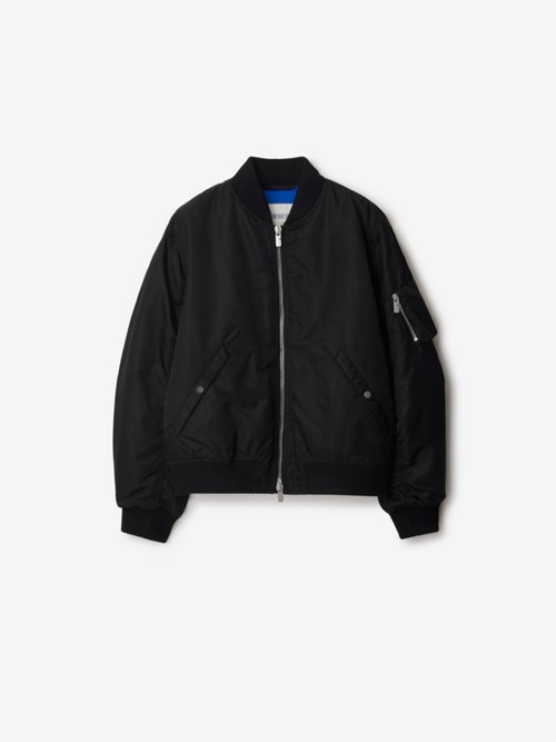 Shop Burberry Nylon Bomber Jacket In Black