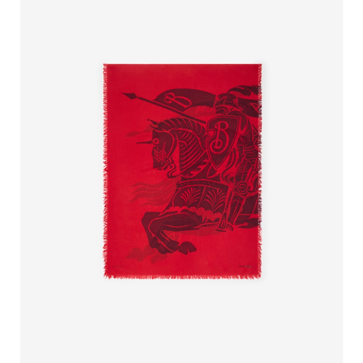 Burberry Wide Ekd Wool Scarf In Oxblood