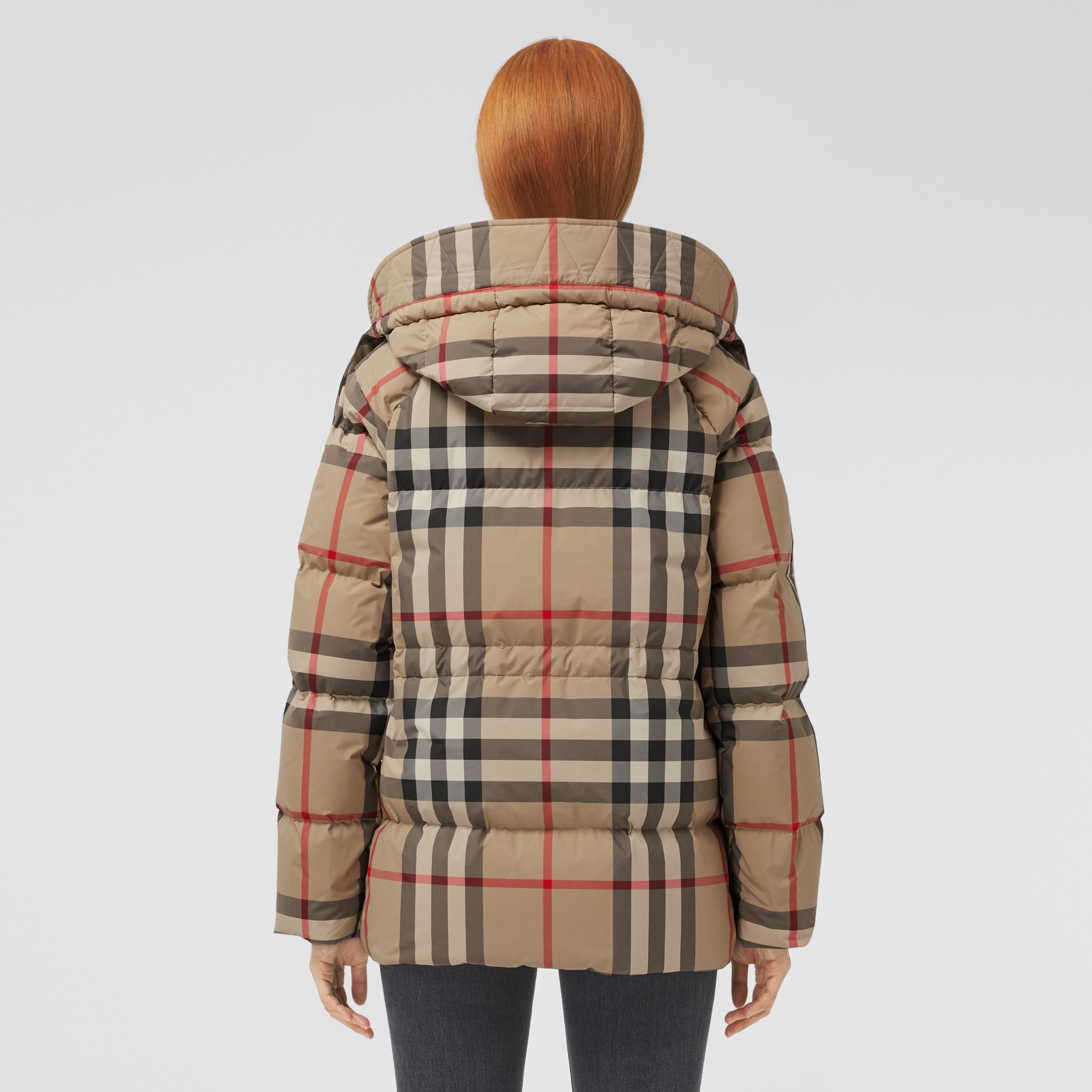 Detachable Hood Check Puffer Jacket in Archive Beige - Women | Burberry®  Official