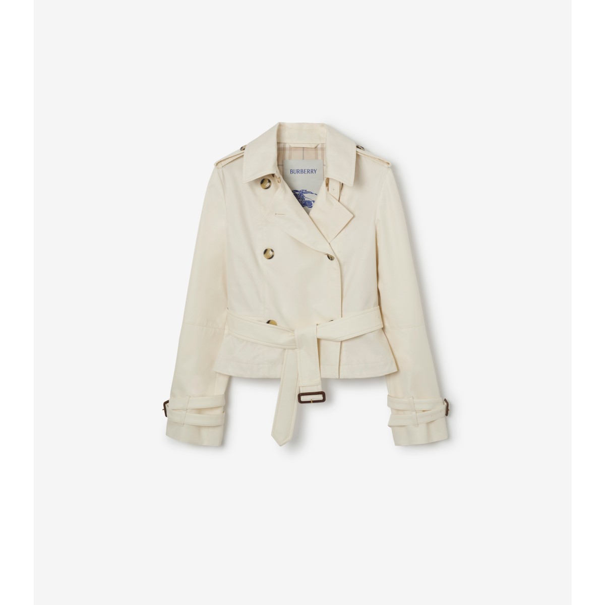  Check Cropped Tropical Gabardine Trench Jacket