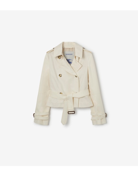 Cropped Tropical Gabardine Trench Jacket
