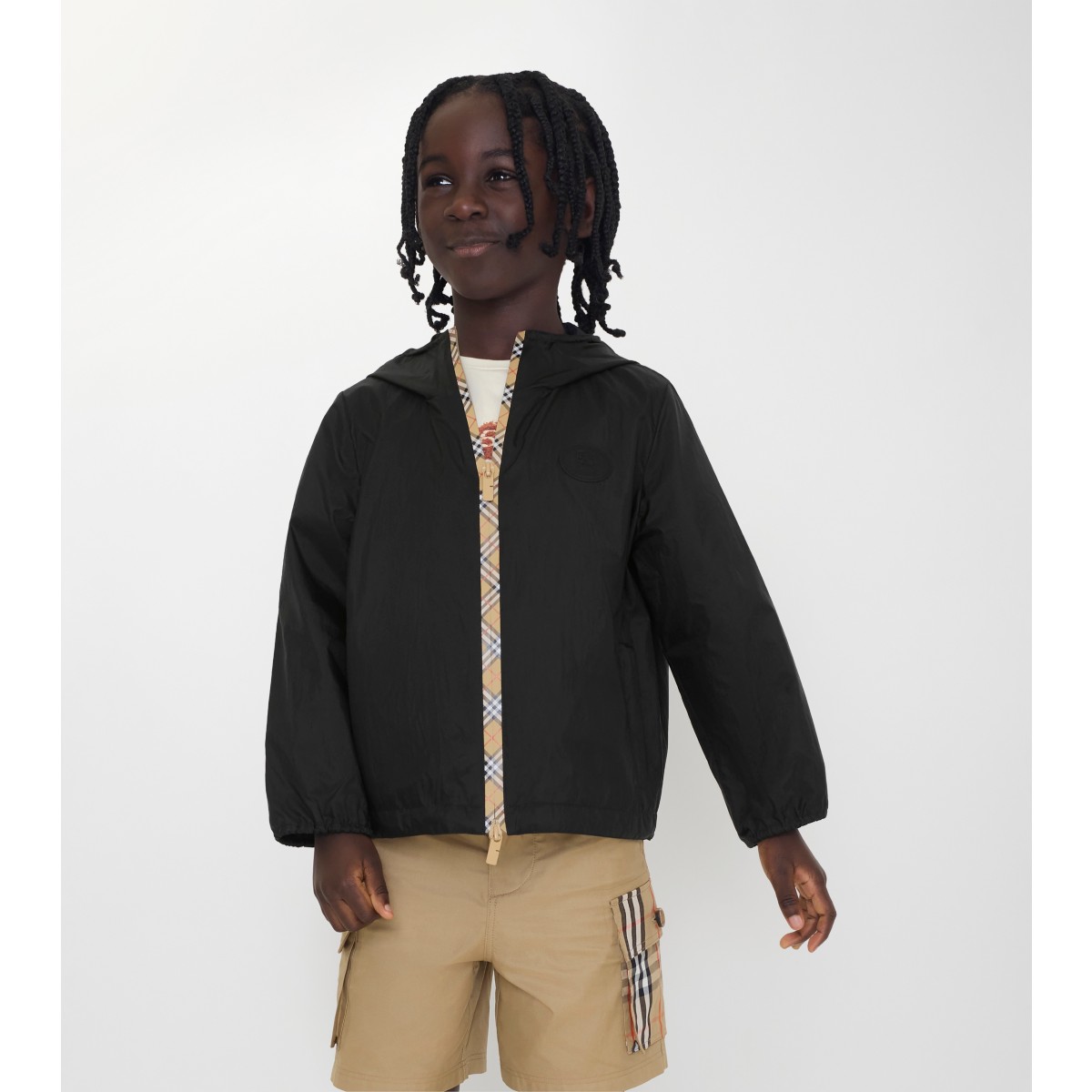  Check er-tape Nylon Hooded Jacket