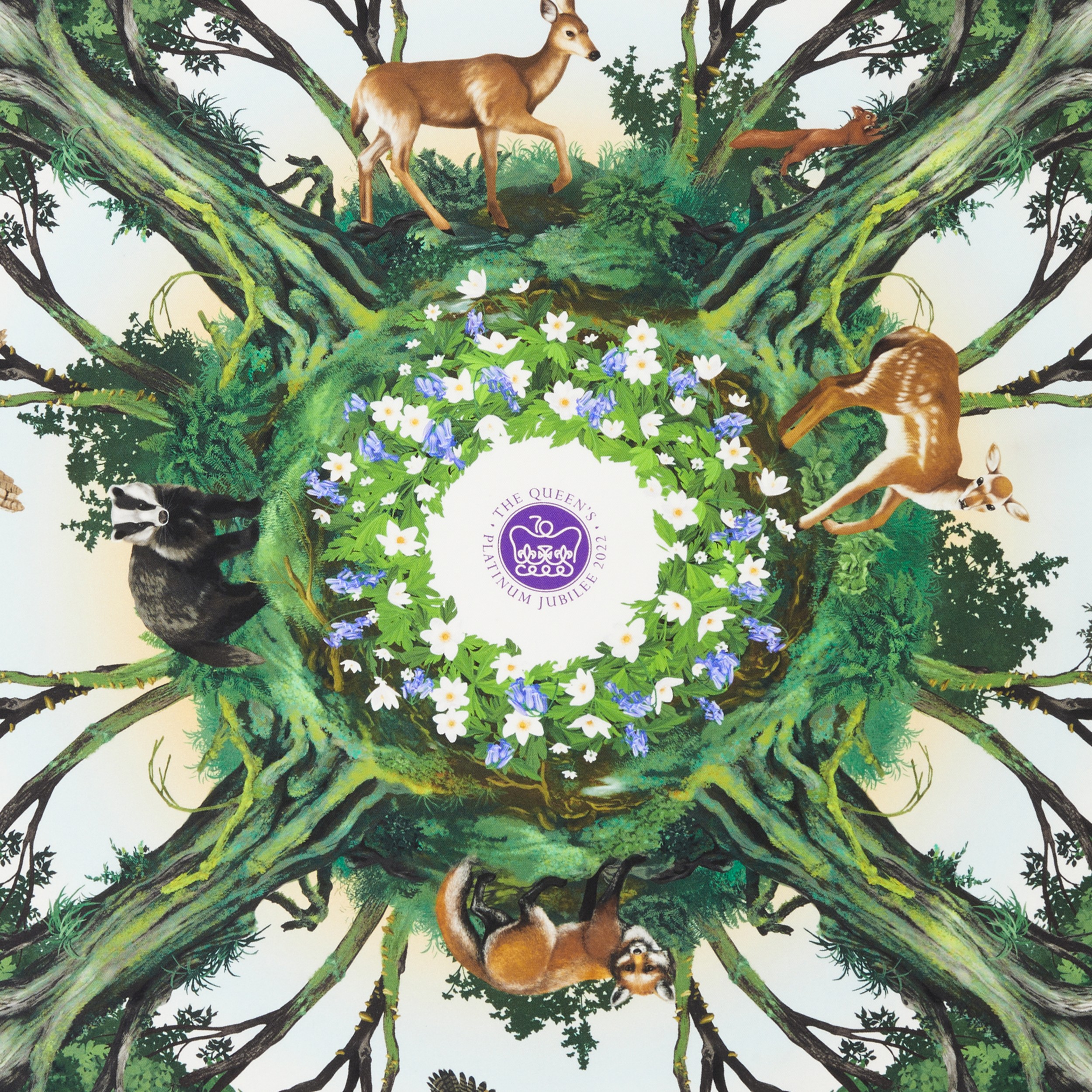 The Queen’s Platinum Jubilee Silk Square Scarf in Pale Blue Burberry® Official