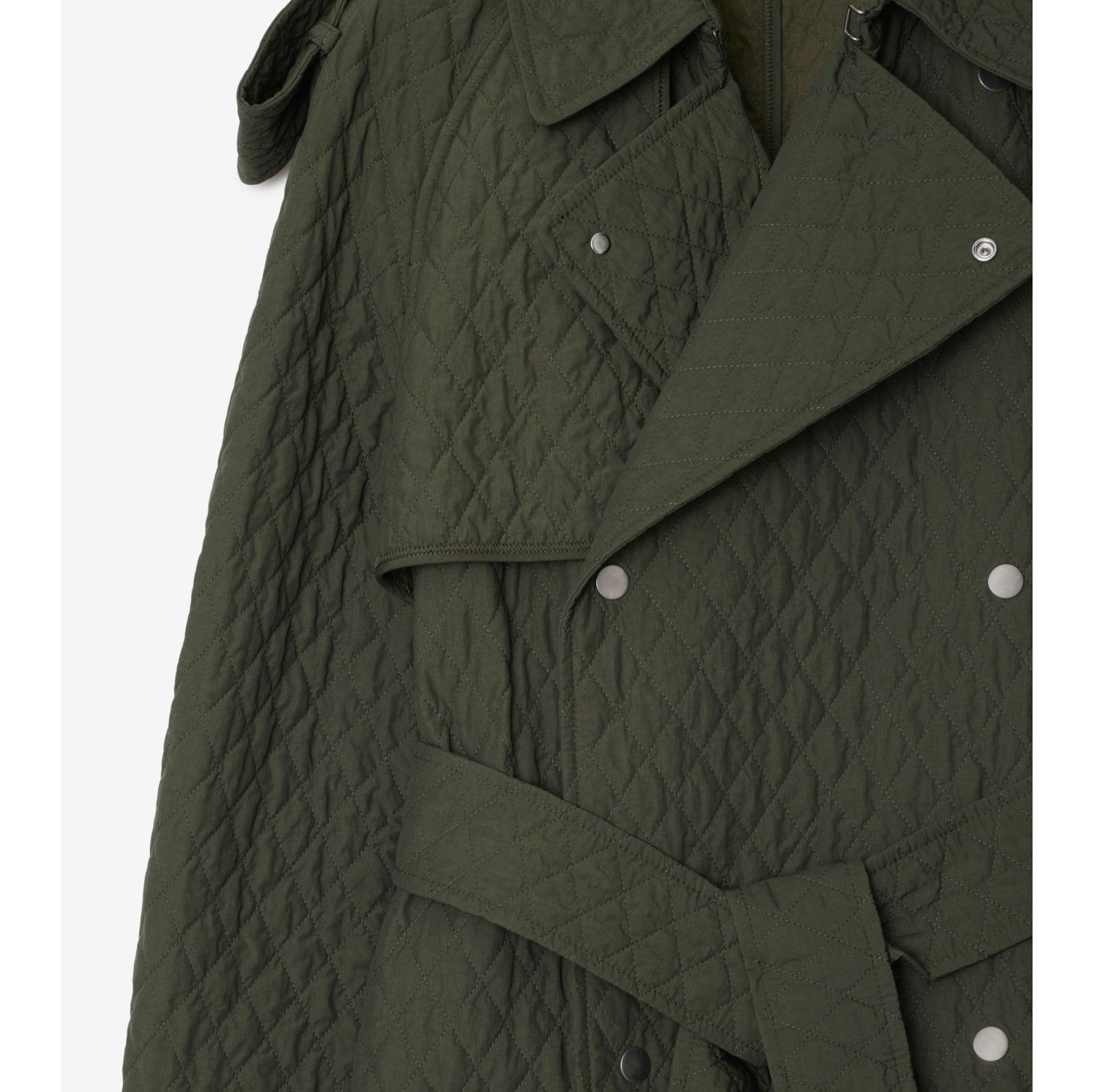 Long Quilted Nylon Trench Coat