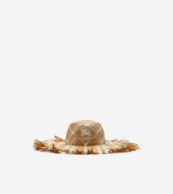 Knight Stamp Raffia-effect Sun Hat in Finch beige - Women | Burberry® Official
