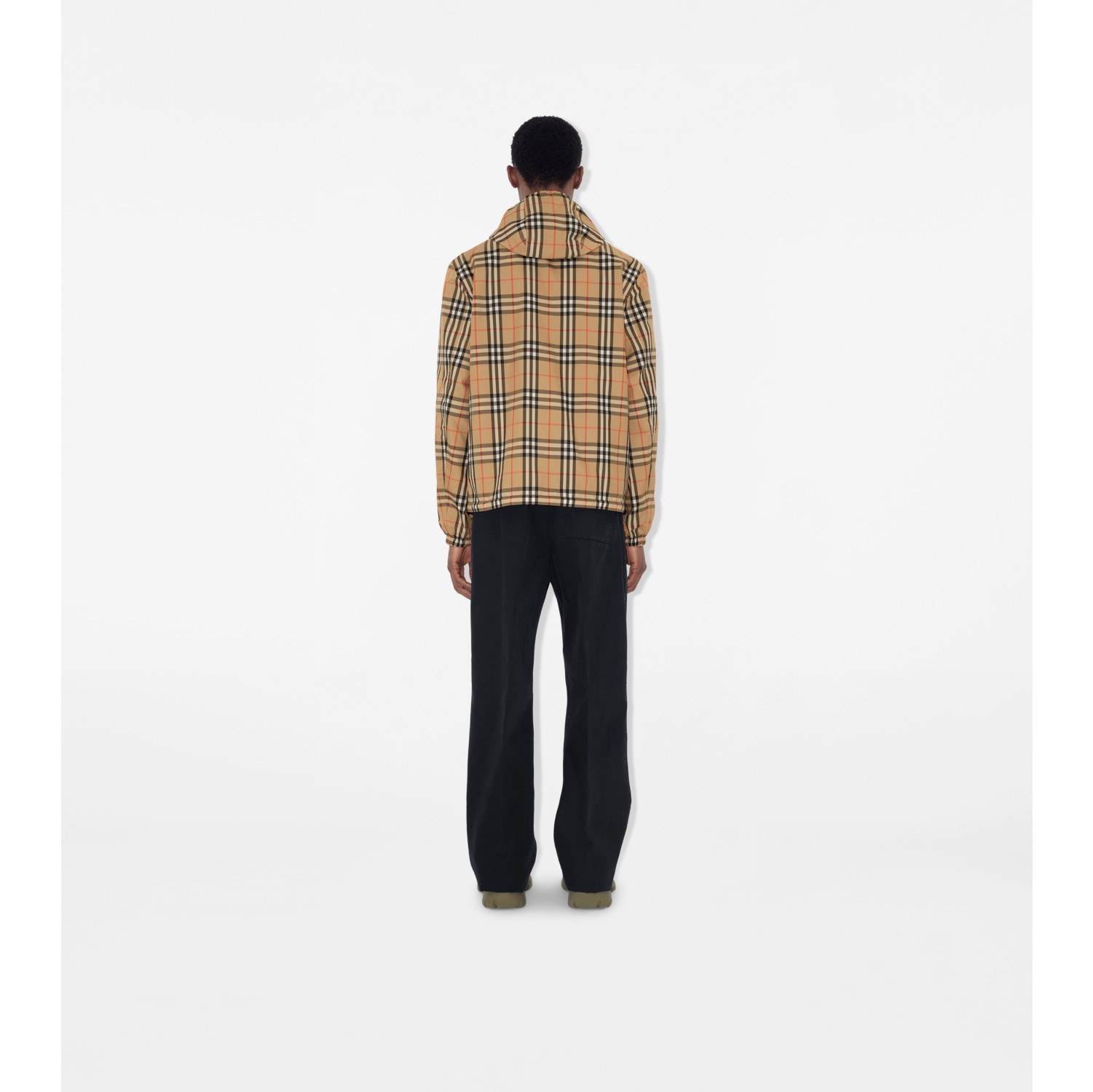 Reversible Check Hooded Jacket in Sand beige - Men, Nylon | Burberry® Official