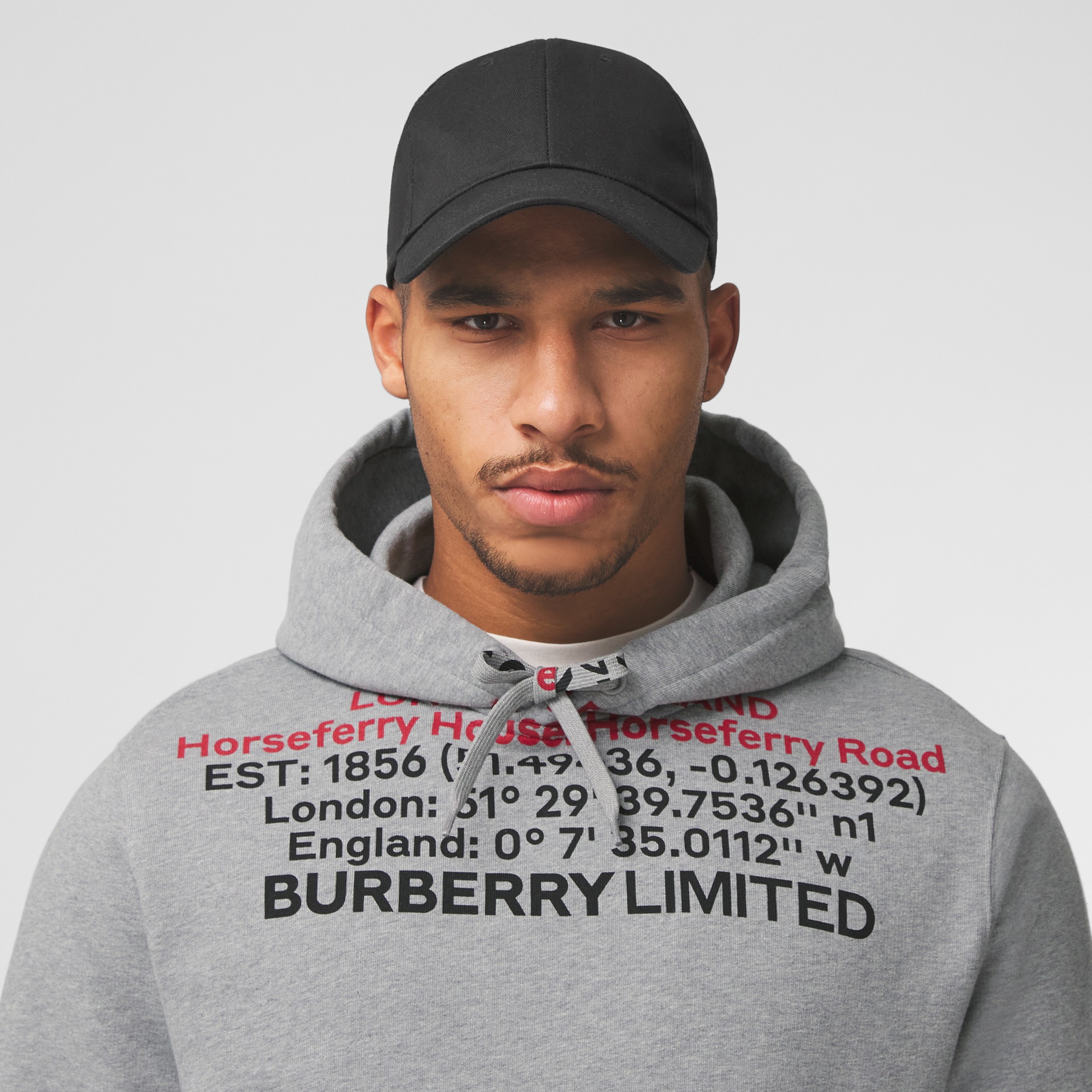 Suéter com capuz de algodão com estampa geográfica (Cinza Claro Mesclado) - Homens | Burberry® oficial - 2