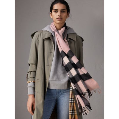 burberry large classic check cashmere scarf
