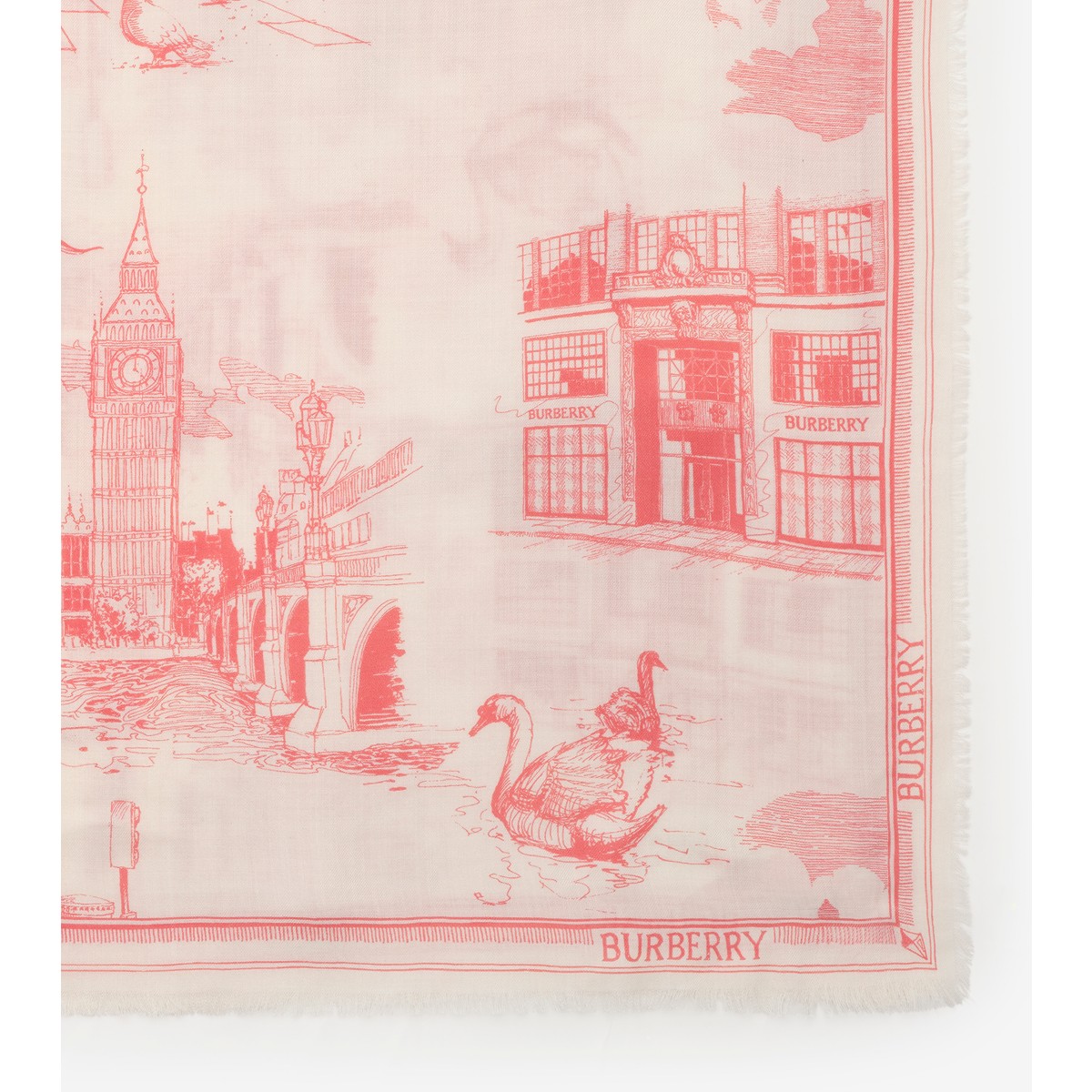  Printed London Landmarks Wool Silk Scarf