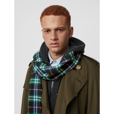 Check Merino Wool Scarf in Navy | Burberry