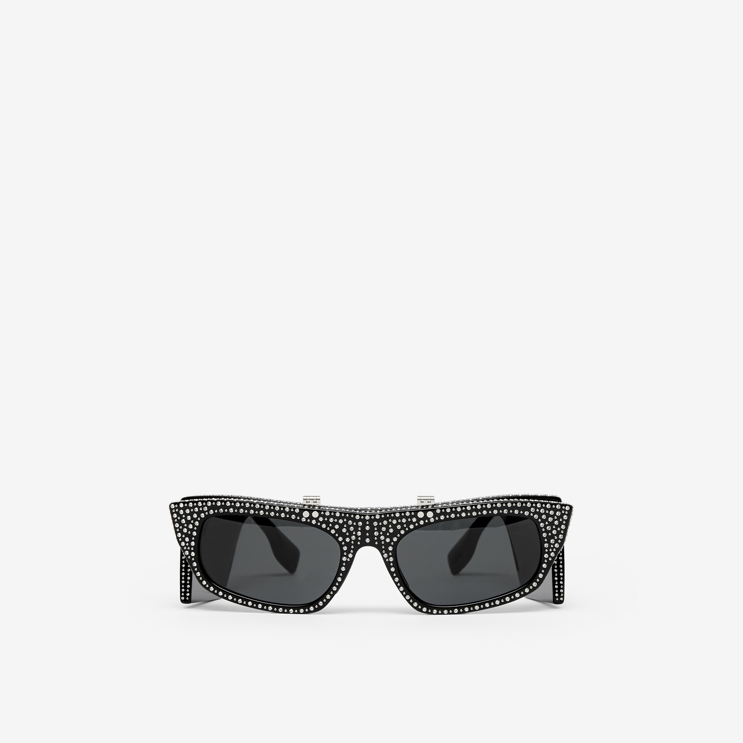 Óculos de sol Palmer com armação gatinho flip-up em cristais (Cinza Metálico) - Mulheres | Burberry® oficial - 1