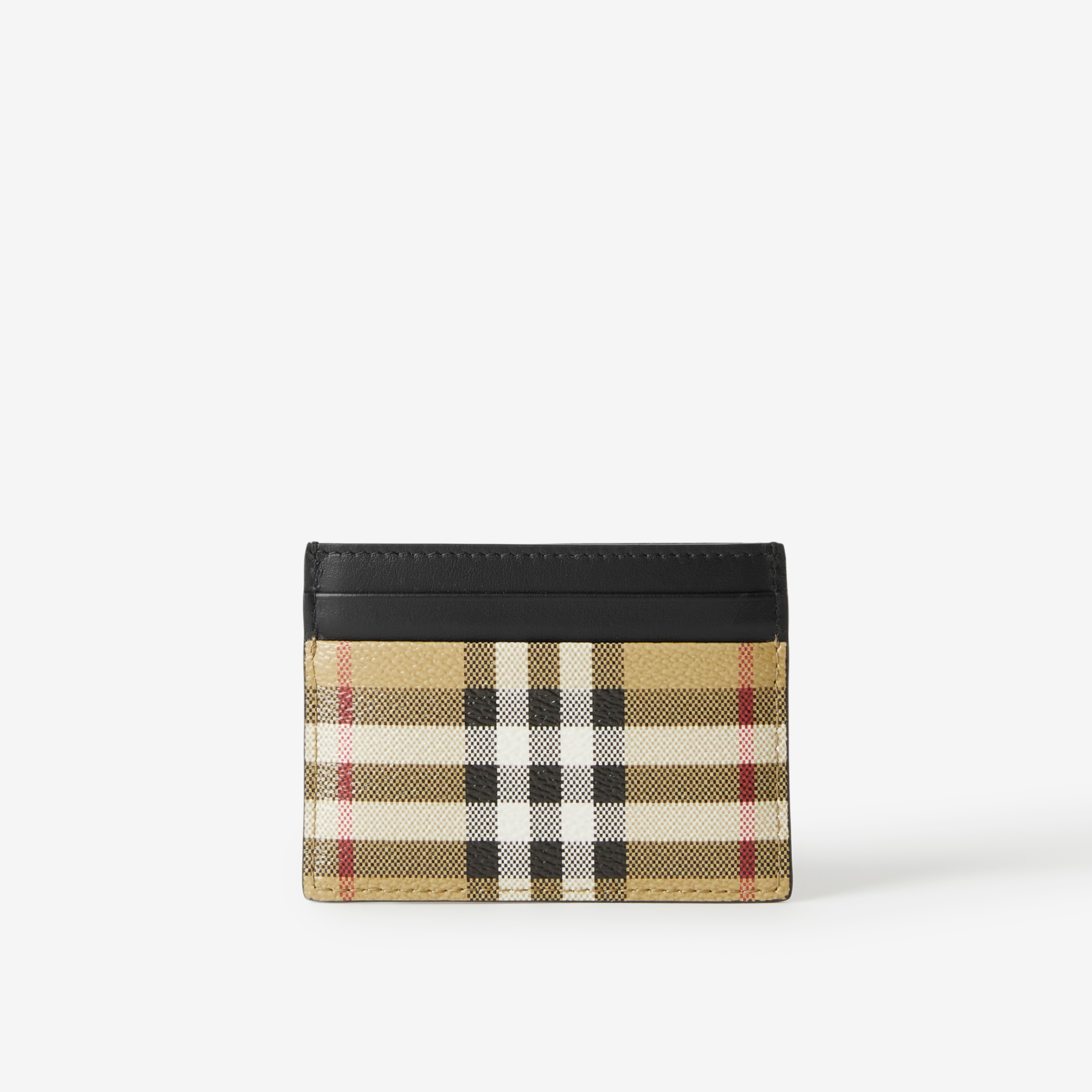 Porta-cartões em couro e Check (Bege Clássico) - Homens | Burberry® oficial - 3