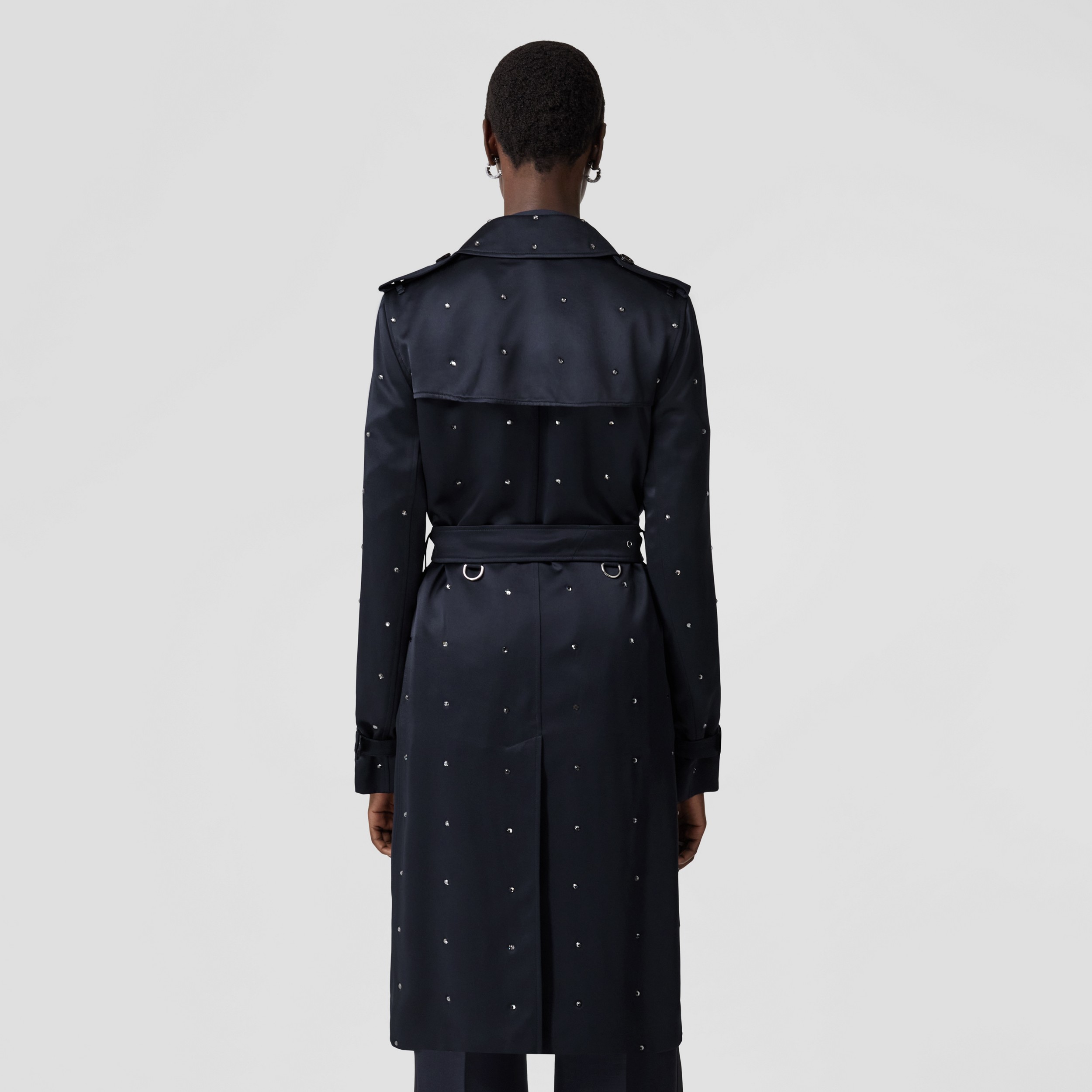 Crystal Detail Long Kensington Trench Coat – Exclusive Capsule Collection in Dark Charcoal Blue - Women | Burberry® Official - 3