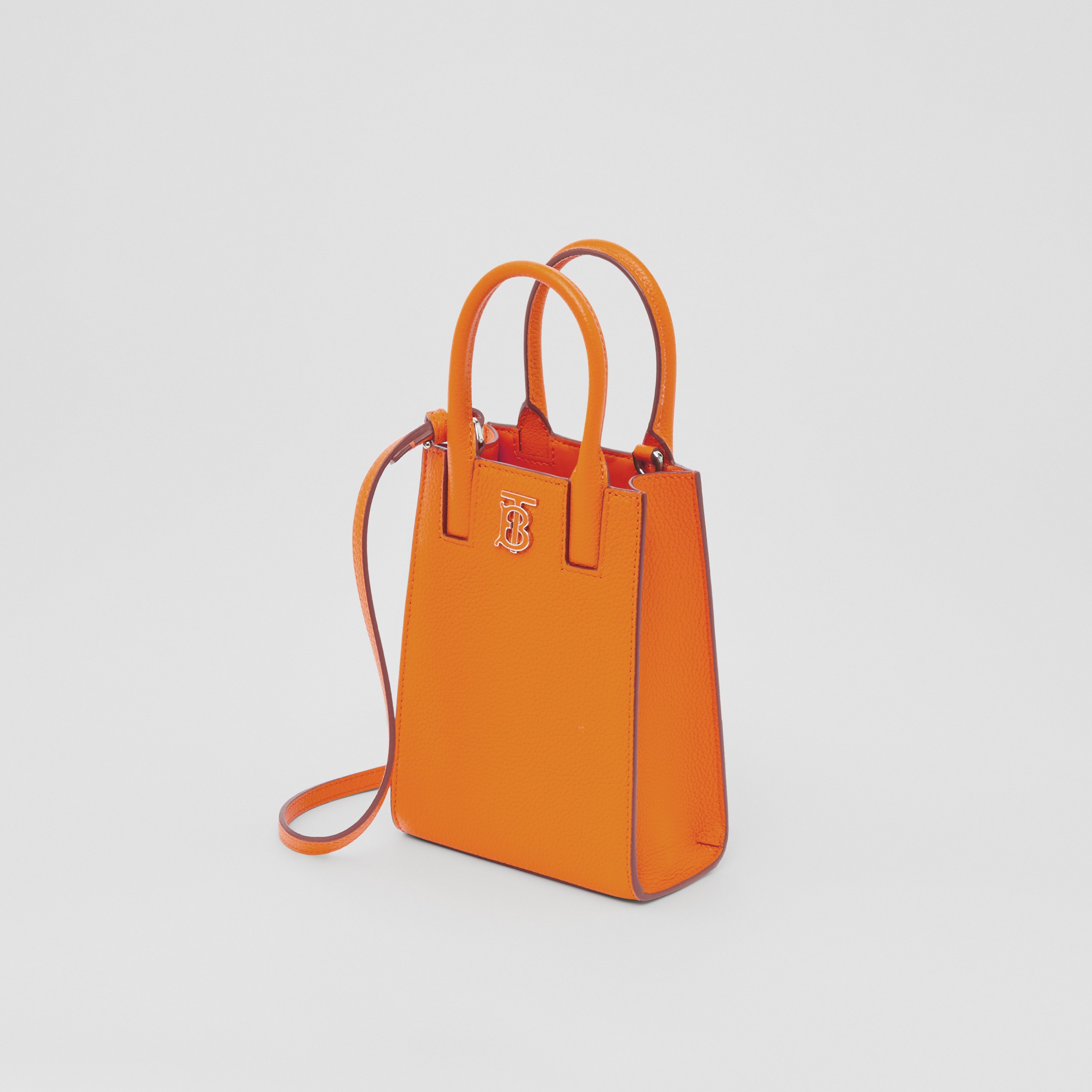 Micro Grainy Leather Frances Tote in Orange - Women | Burberry® Official - 4