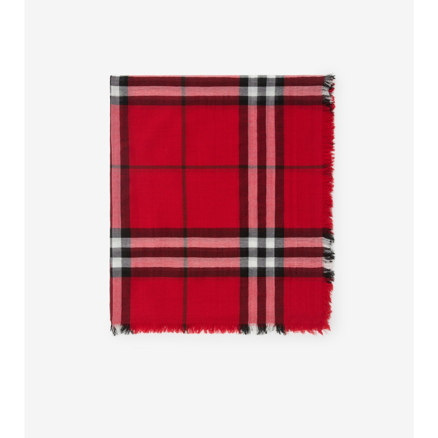 Wide Check Wool Scarf