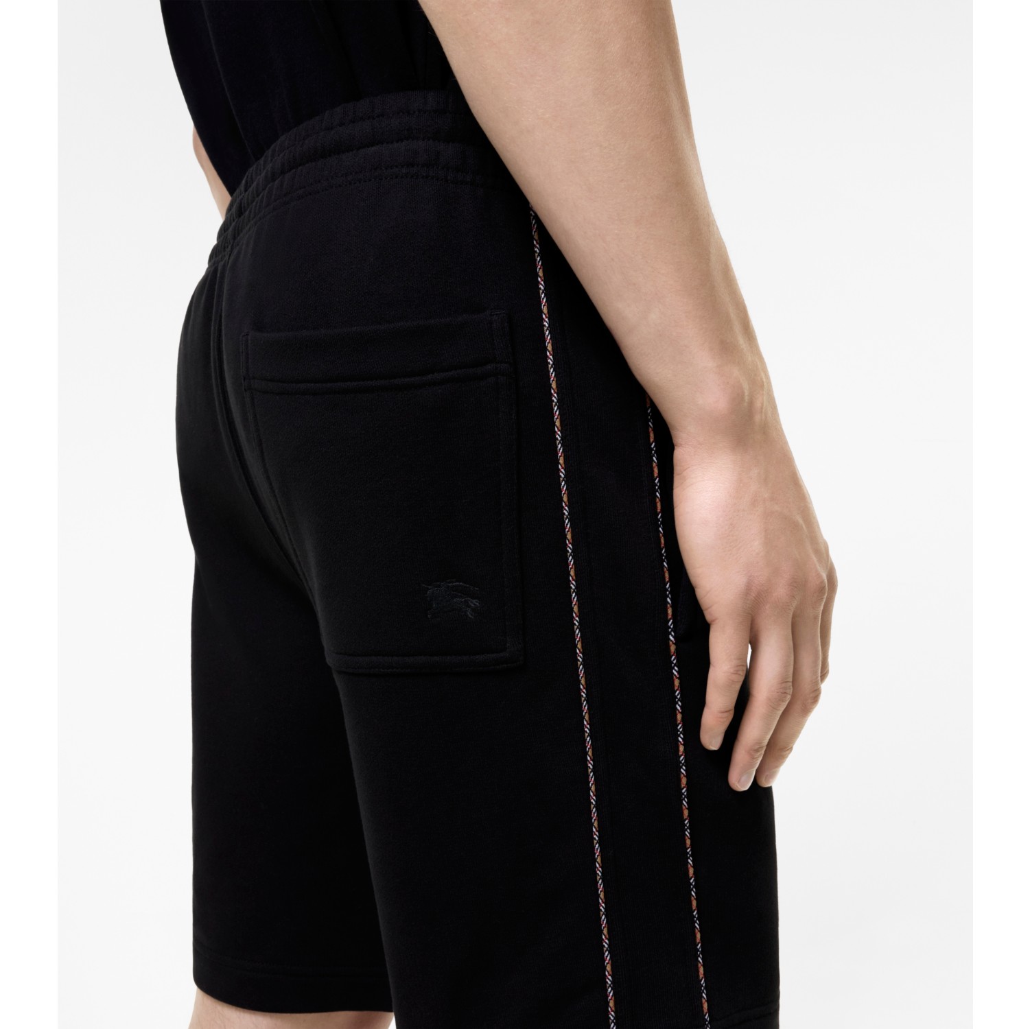 Check Piping Cotton Shorts in Black - Men | Burberry® Official